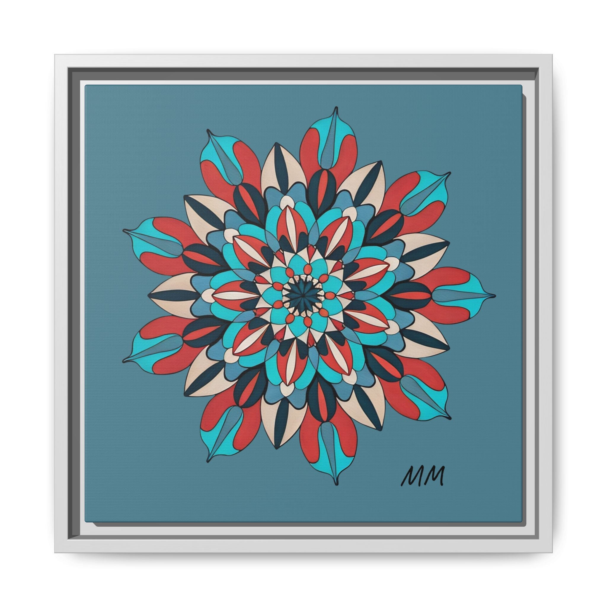 Ella Mandala Matte Canvas, Framed (Multi-color)