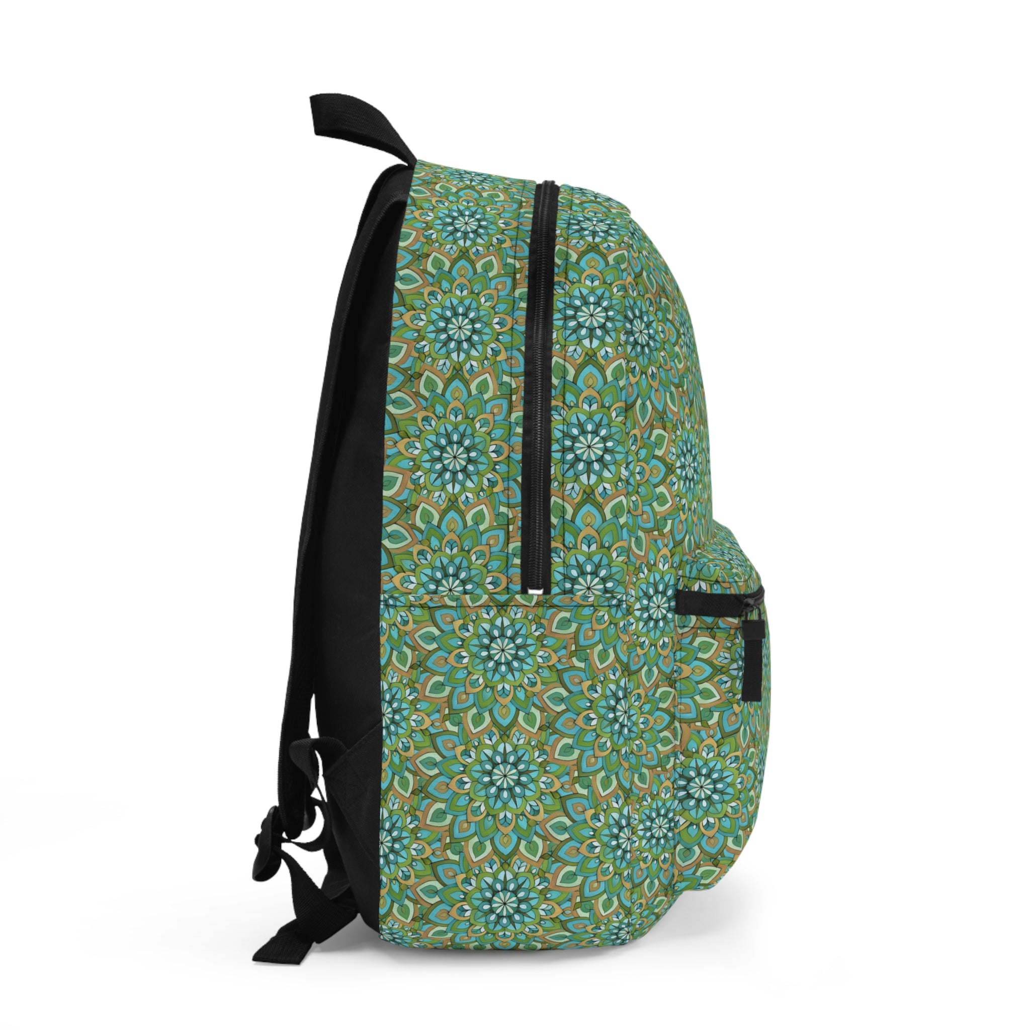 Mary Mandala Art Green Floral Mandala Backpack – Boho Patterned School & Travel Bag
