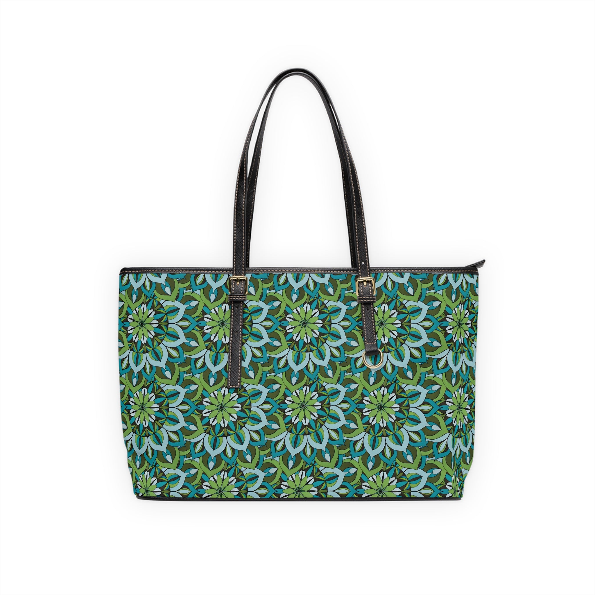 Lynne Mandala Green Floral Mandala PU Shoulder Bag — Stylish Tote for Everyday, Travel & Gifts