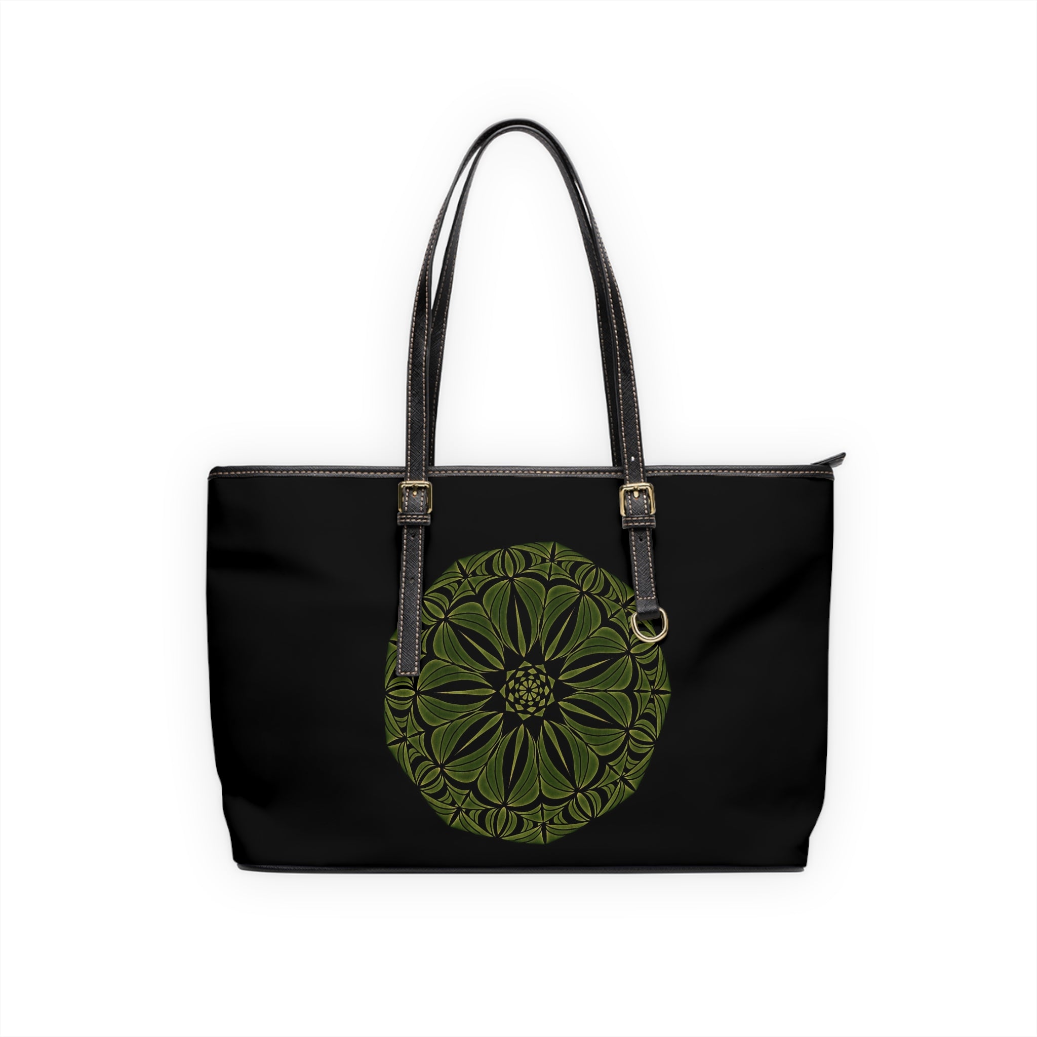 Romina Green Mandala PU Leather Shoulder Bag — Boho Floral Tote for Everyday & Gifts by Infinite Hue