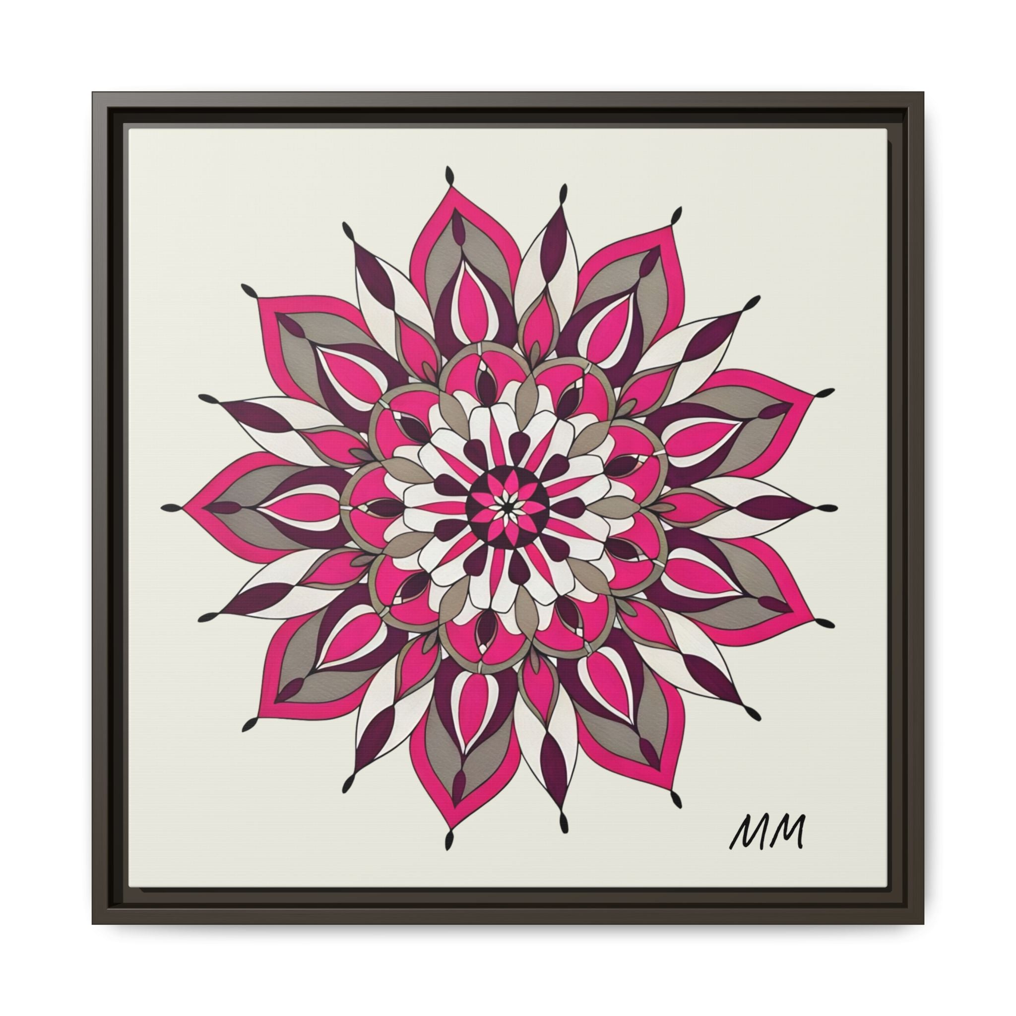 Maeve Framed Pink Mandala Matte Canvas Art — Modern Floral Wall Decor