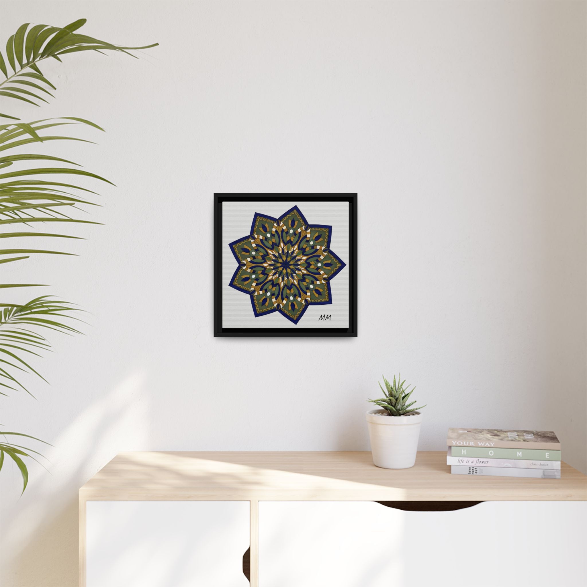 Nata Mandala Wall Art Print — Framed Matte Canvas (Multi-Color)