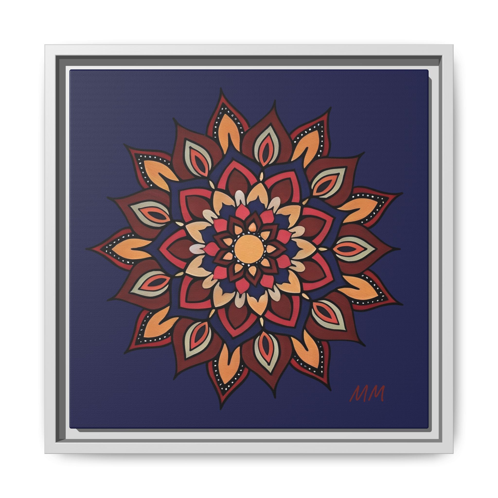 Hana Framed Mandala Canvas Art - Boho Floral Wall Decor