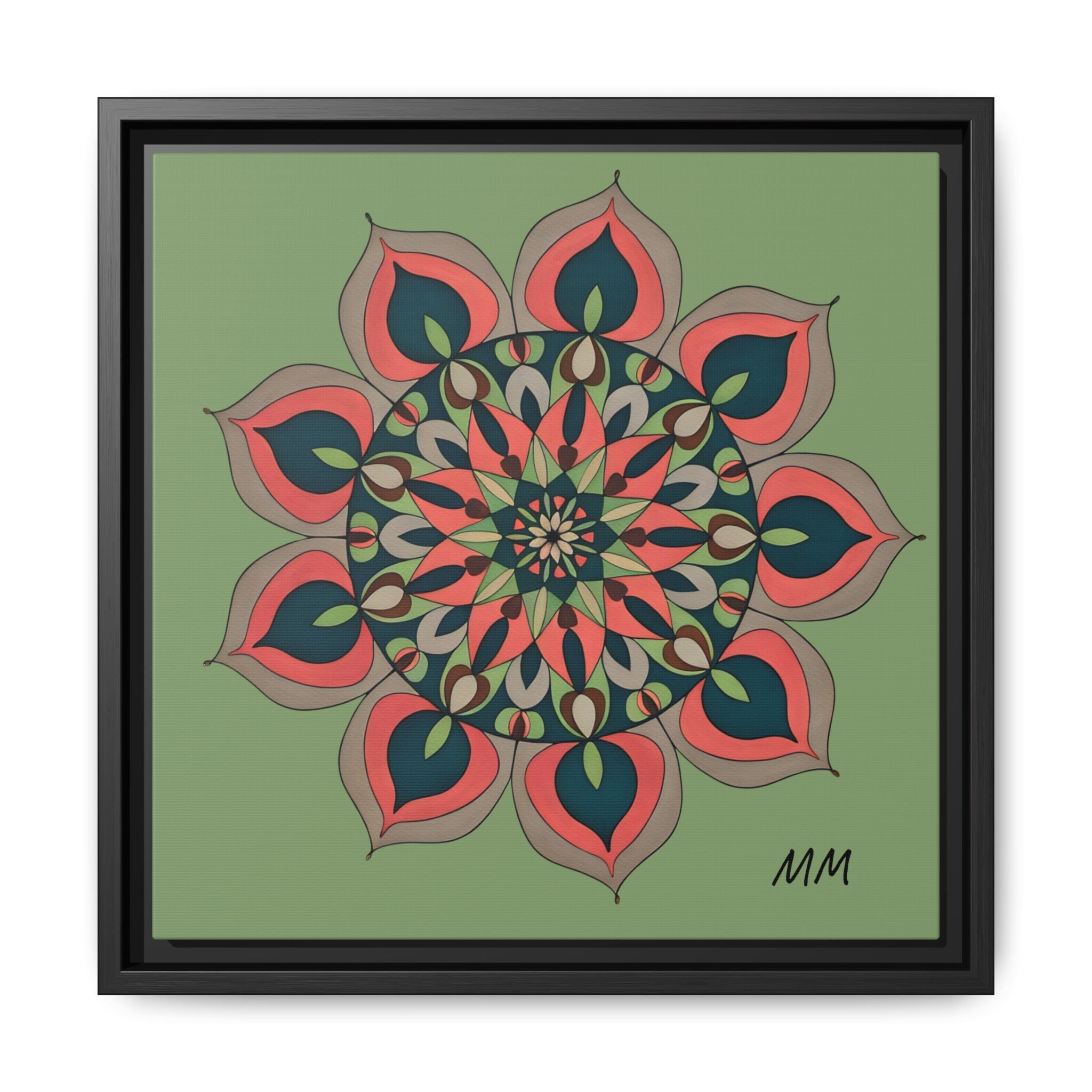 Aria Mandala Boho Floral Framed Canvas Art