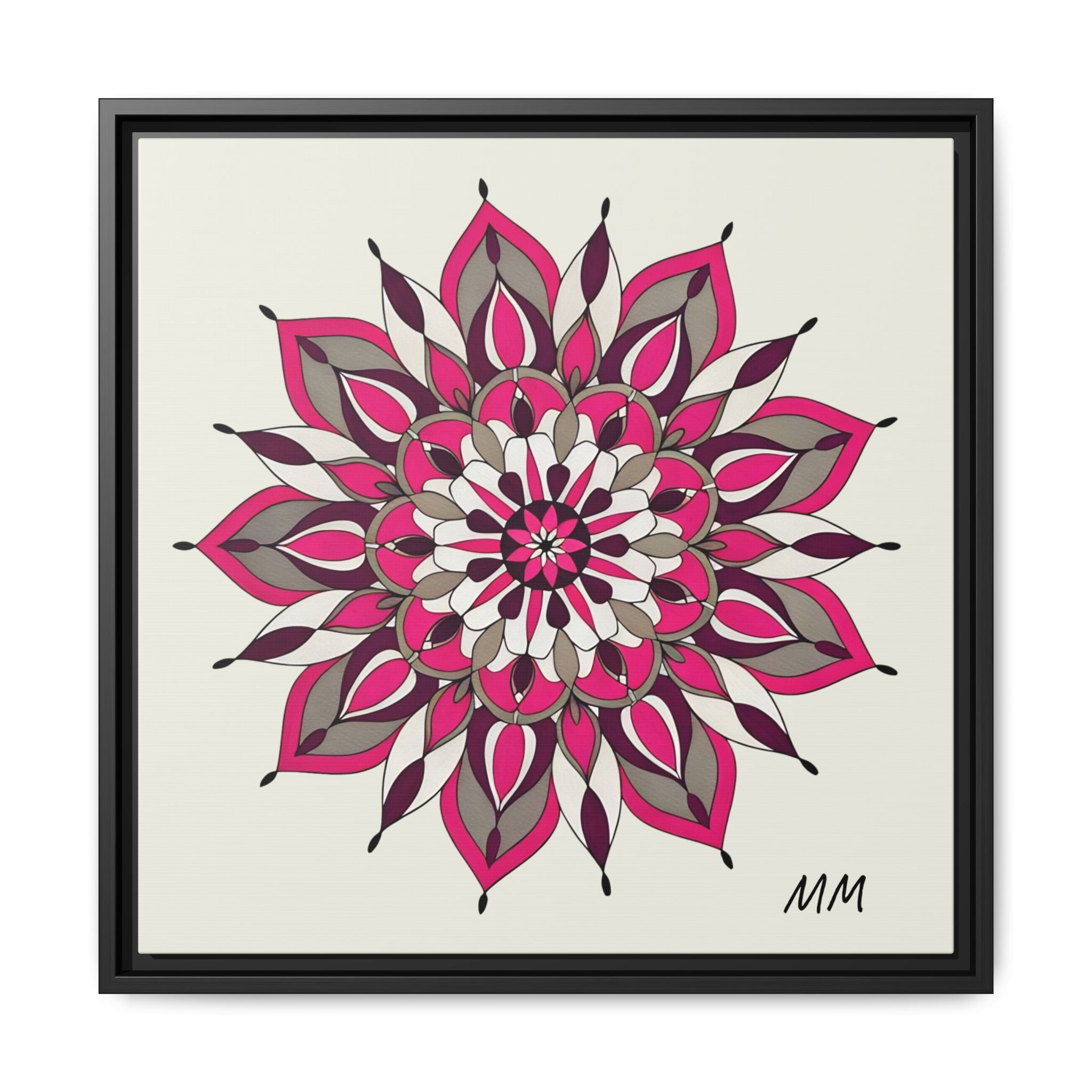 Maeve Framed Pink Mandala Matte Canvas Art — Modern Floral Wall Decor
