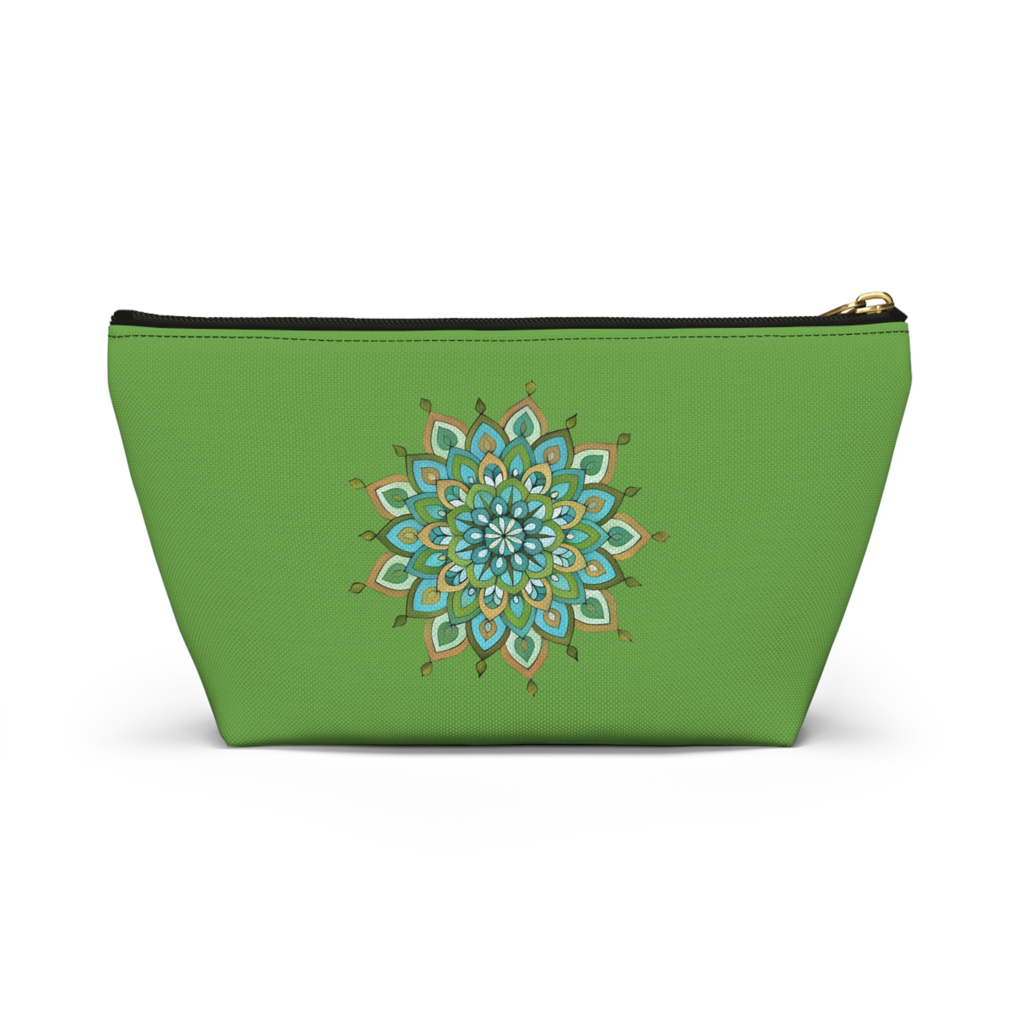 Mary Mandala Art Green Mandala Accessory Pouch — T‑Bottom Cosmetic Bag