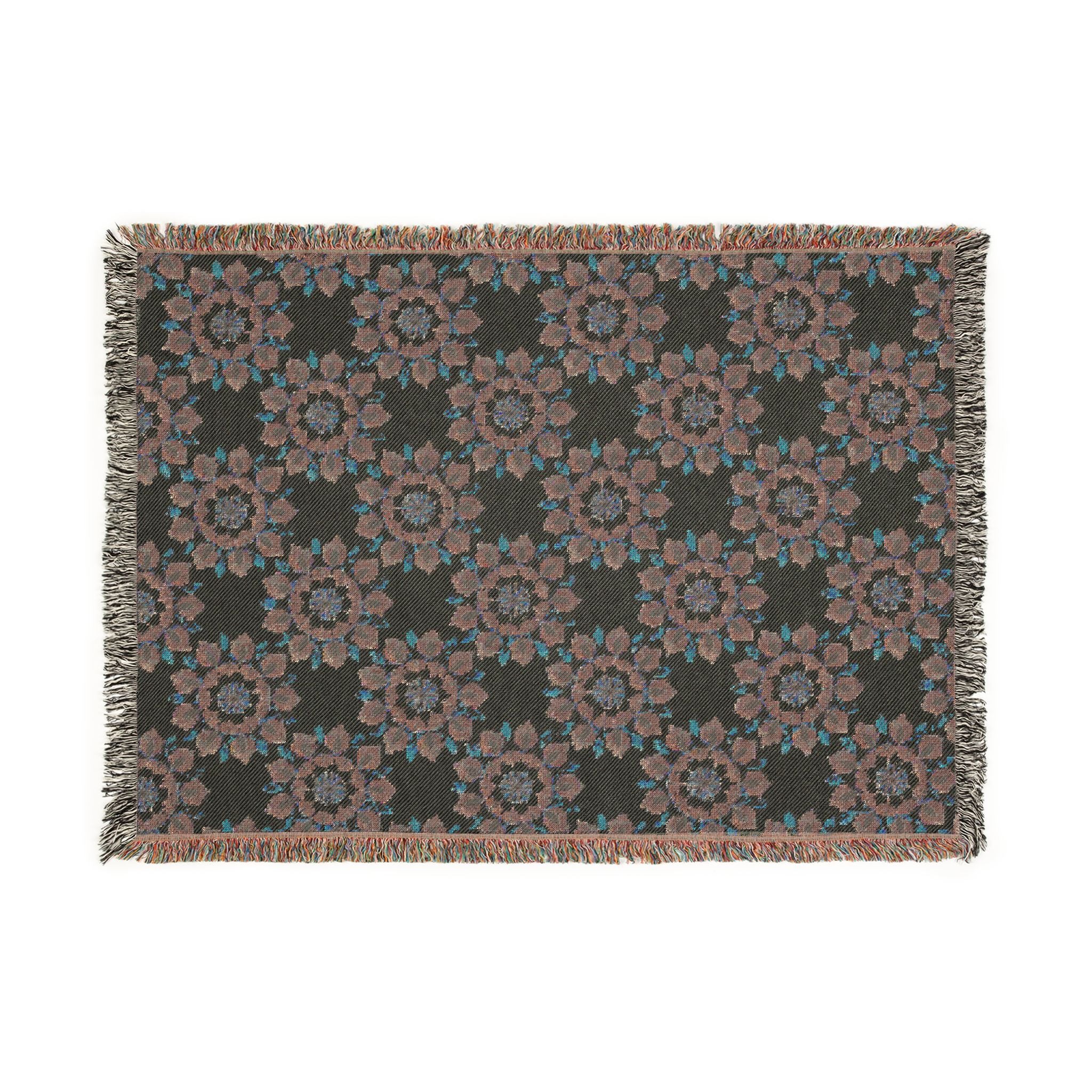 Daphne Mandala Art Woven Blanket — Boho Floral Medallion Throw Blanket (Reversible, Cozy Home Décor) by Infinite Hue