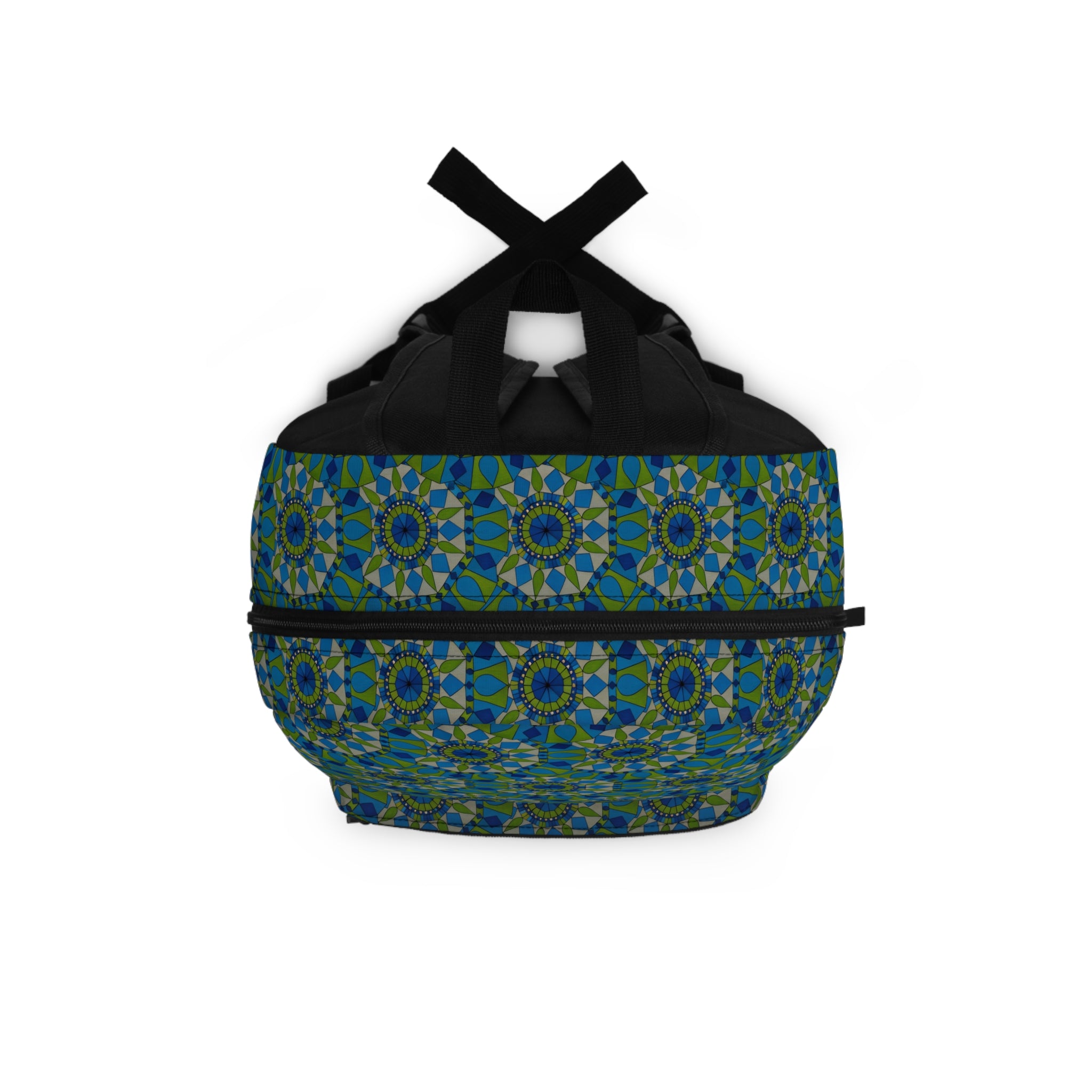 Colton Mandala Art Geometric Mosaic Backpack — Blue Green Kaleidoscope Pattern