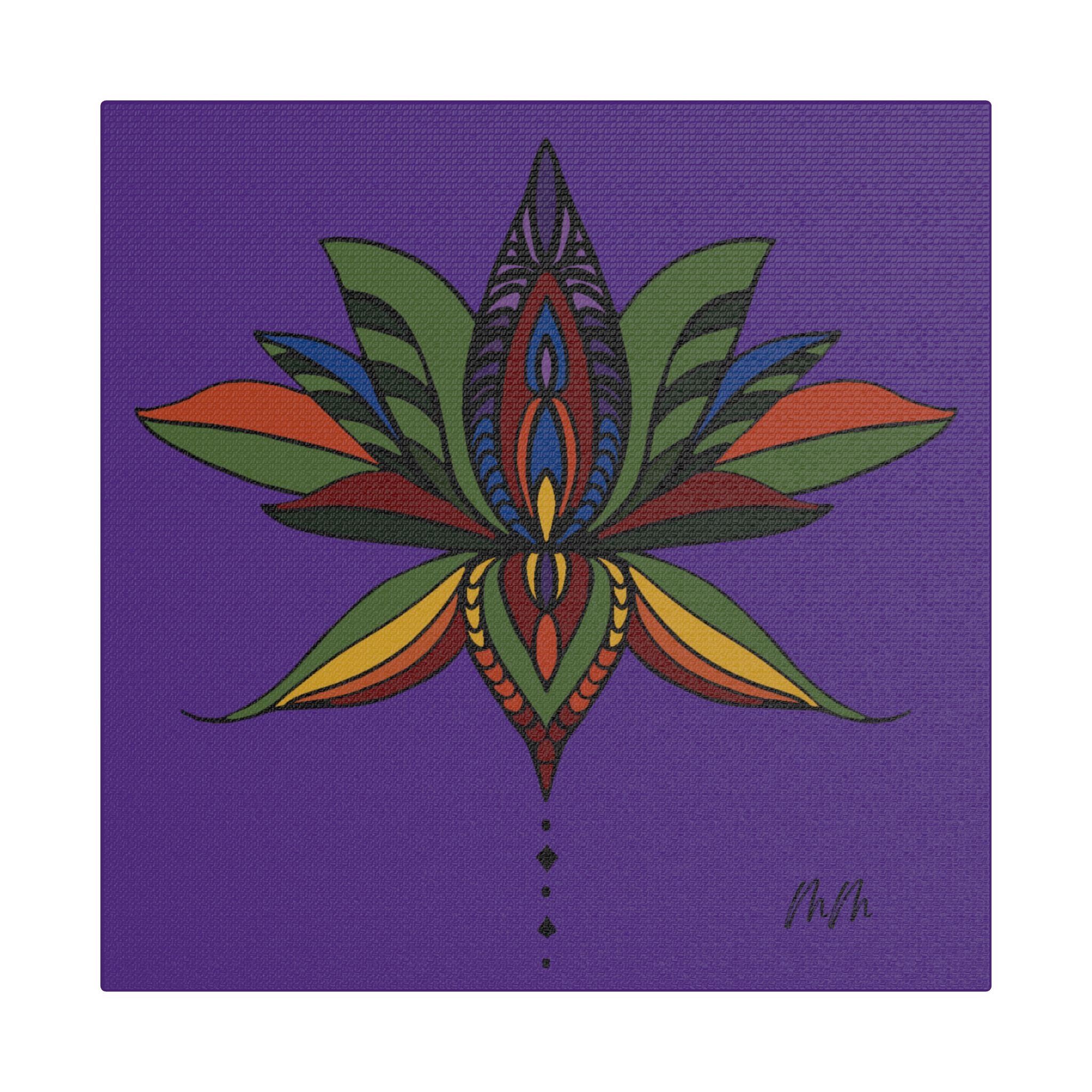 Martha Mandala Colorful Lotus Art Satin Stretched Canvas