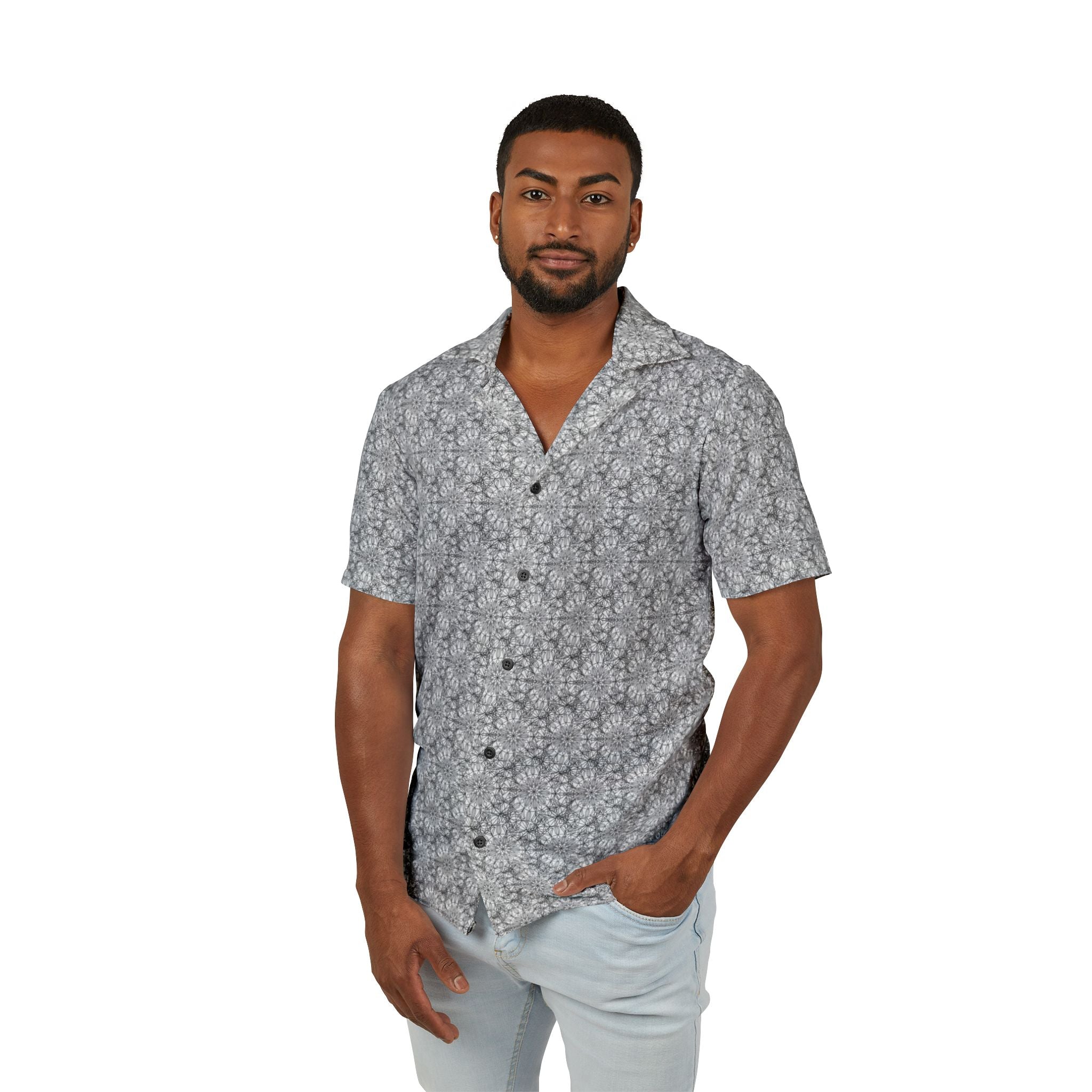 Howard Mandala Men's Floral Hawaiian Camp Shirt — All-Over Print Tropical Button-Up