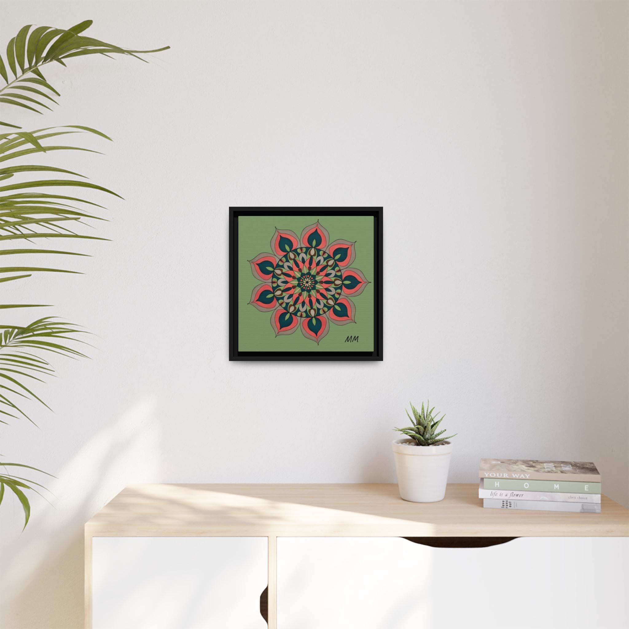 Aria Mandala Boho Floral Framed Canvas Art