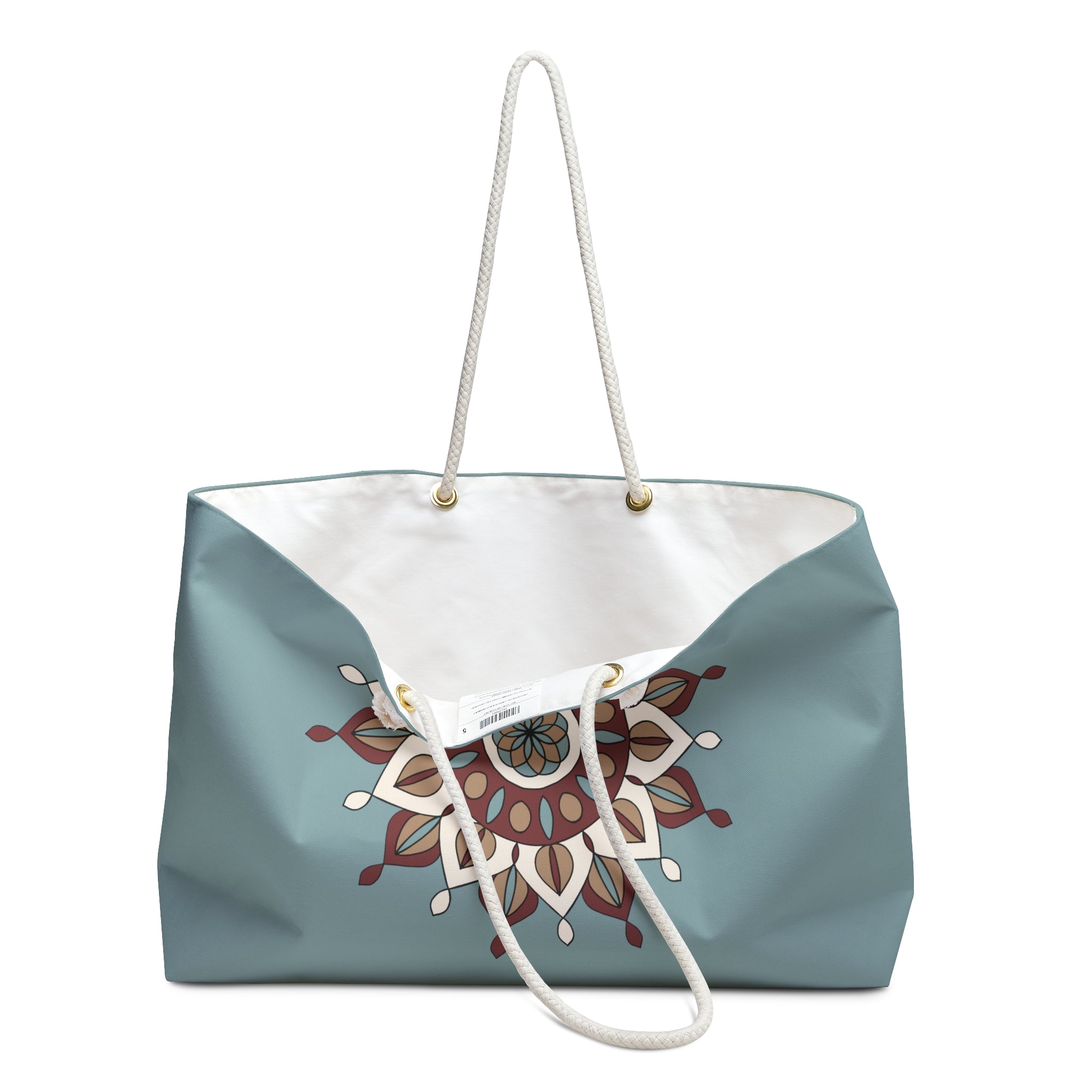 Isla Boho Mandala Weekender Bag – Teal Travel Tote with Floral Medallion