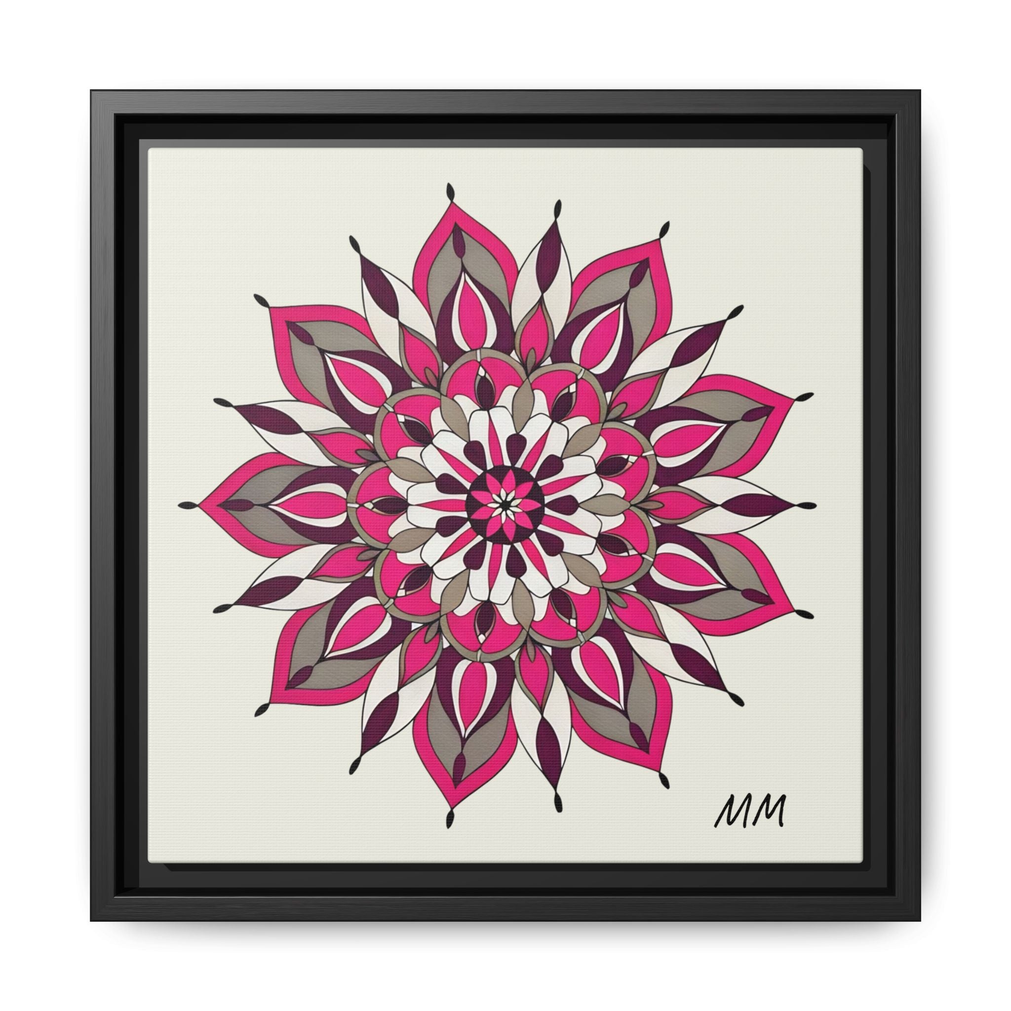Maeve Framed Pink Mandala Matte Canvas Art — Modern Floral Wall Decor