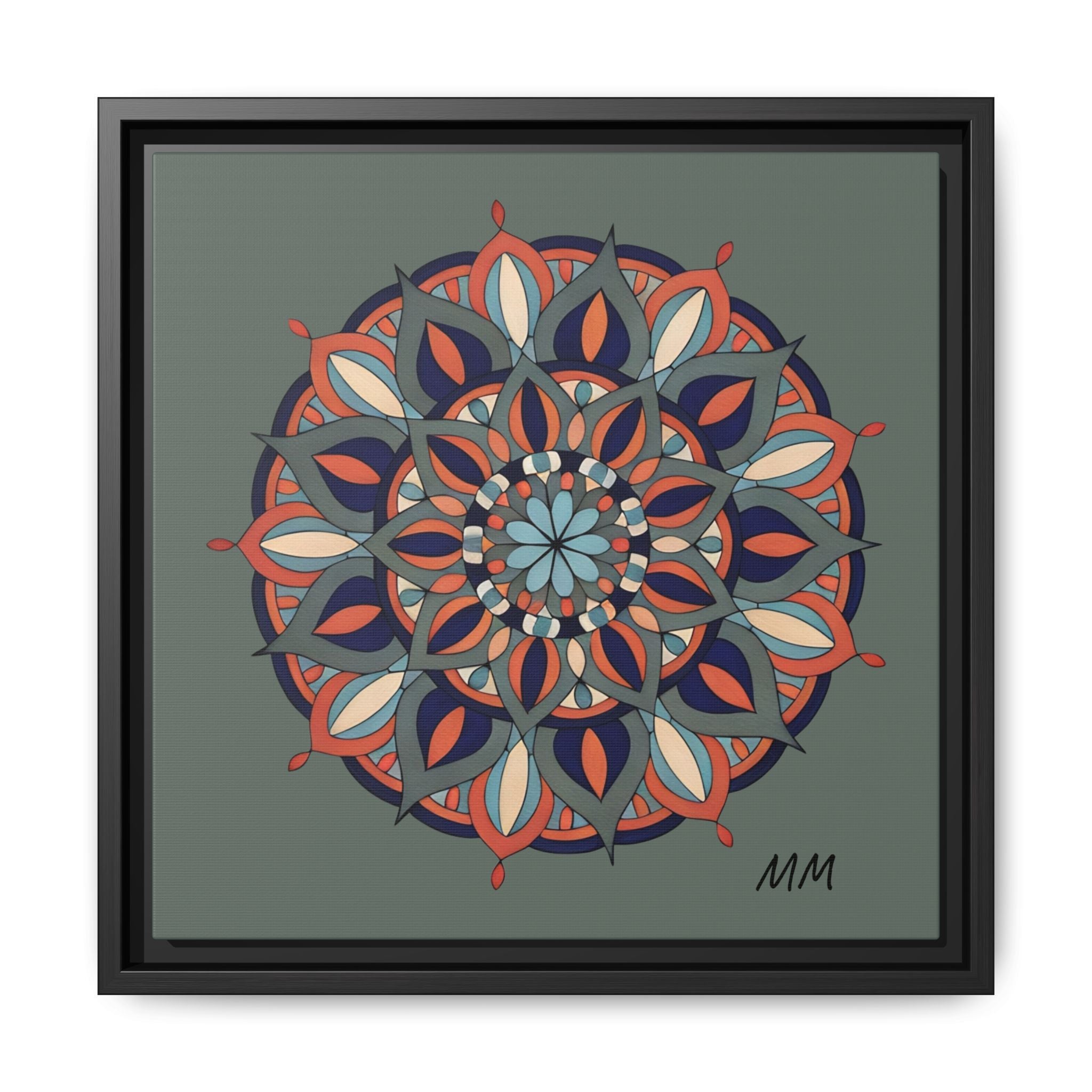 Delilah Framed Mandala Wall Art — Matte Canvas Floral Geometric Print