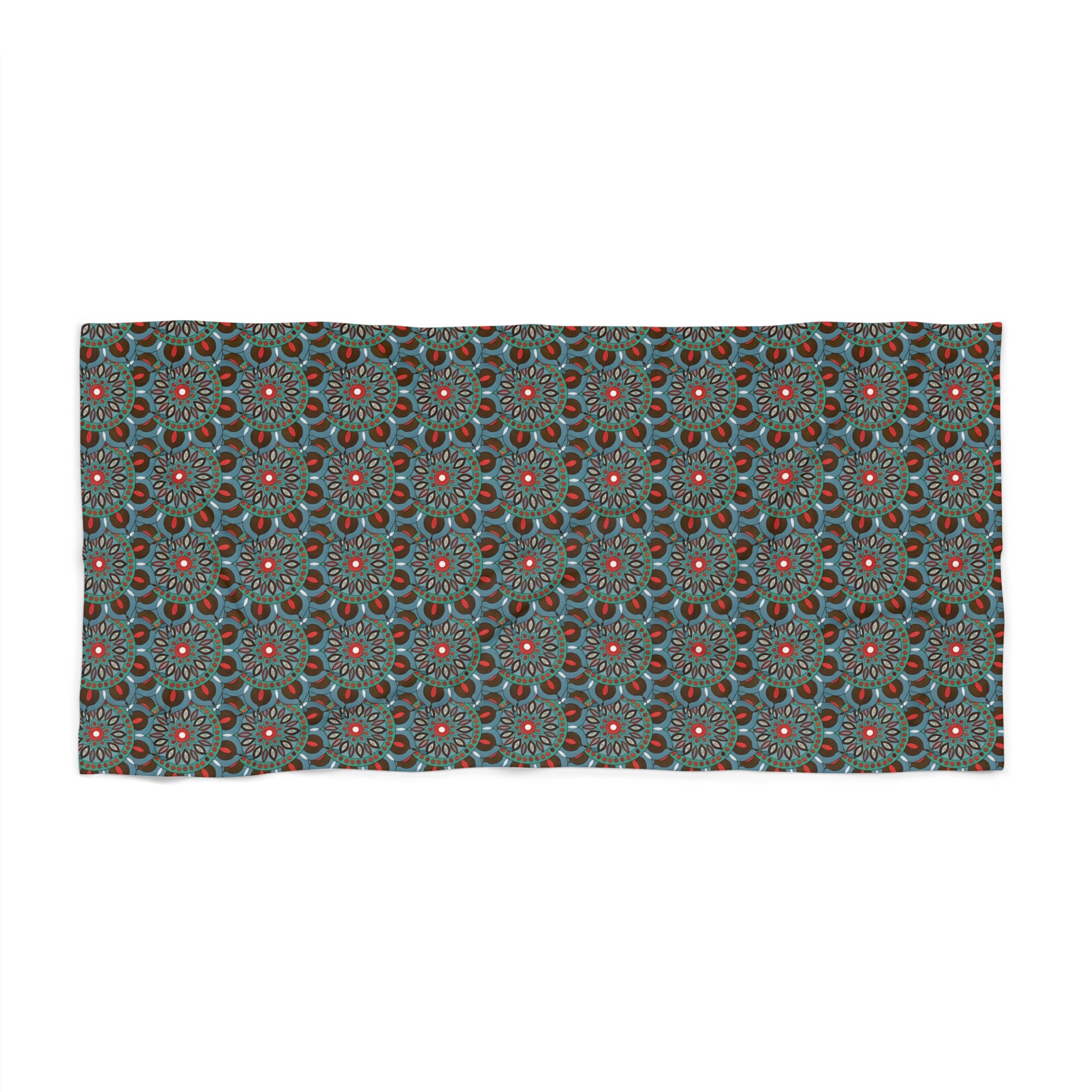 Everlee Mandala Tropical Mandala Beach Towel — Boho Teal Floral Pattern