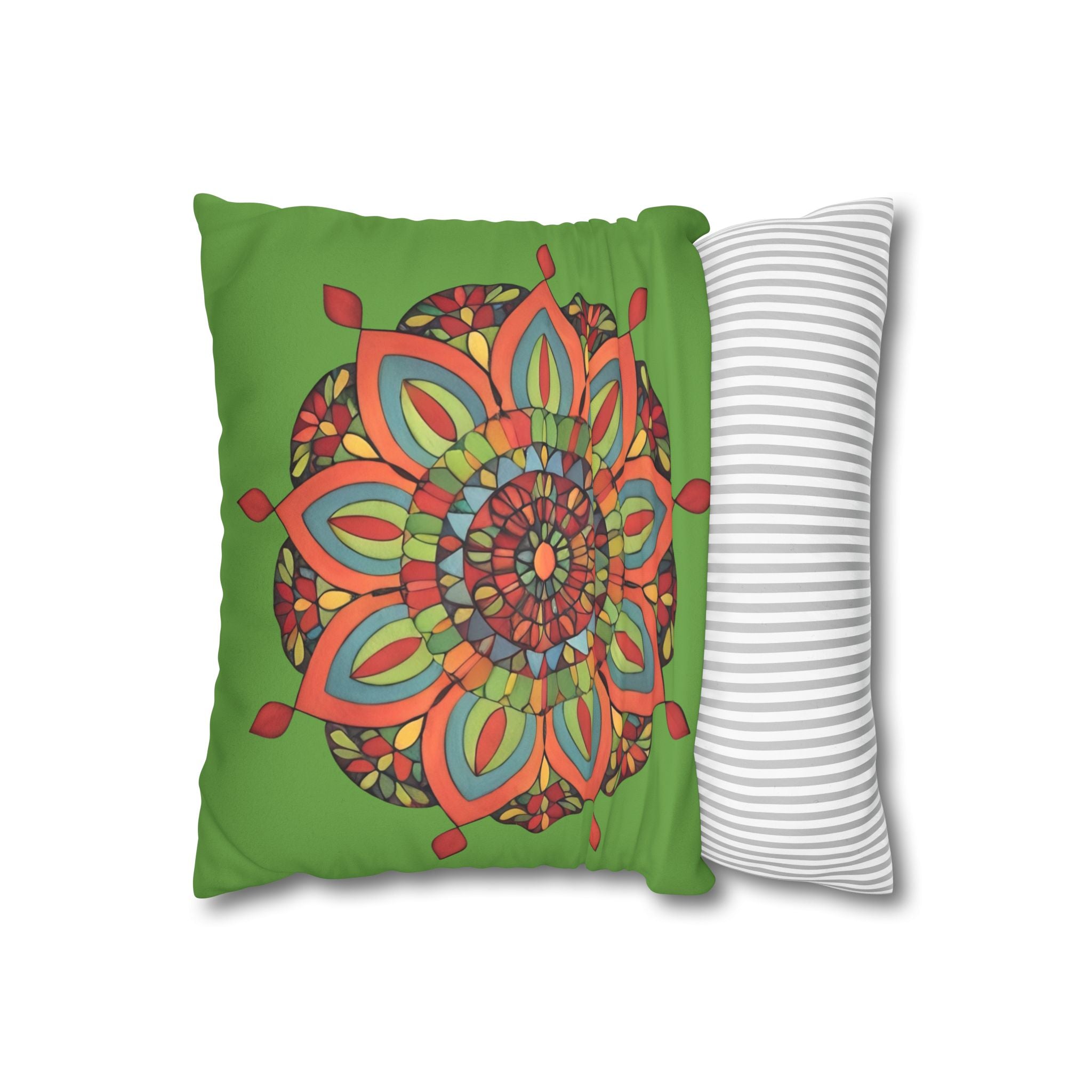 Sadie Mandala Art Boho Floral Mandala Pillowcase — Faux Suede Square Cushion Cover