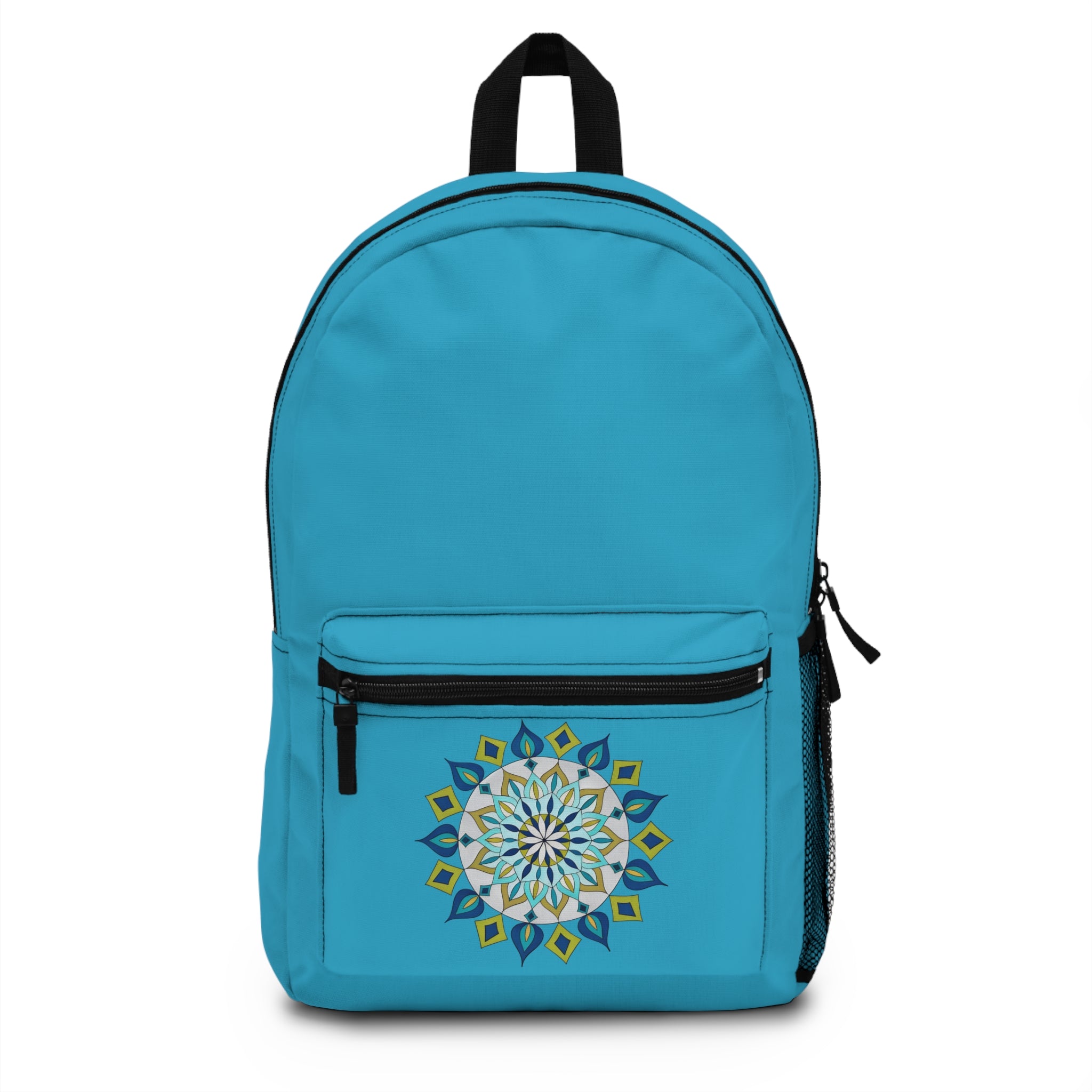 Genie Mandala Turquoise Backpack - Boho Floral Pattern, Lightweight School & Travel Bag