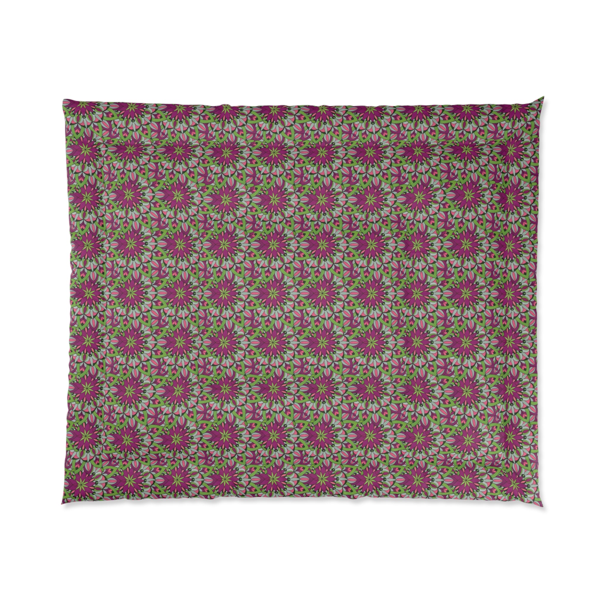 Avery Floral Mandala Comforter – Pink & Green Boho