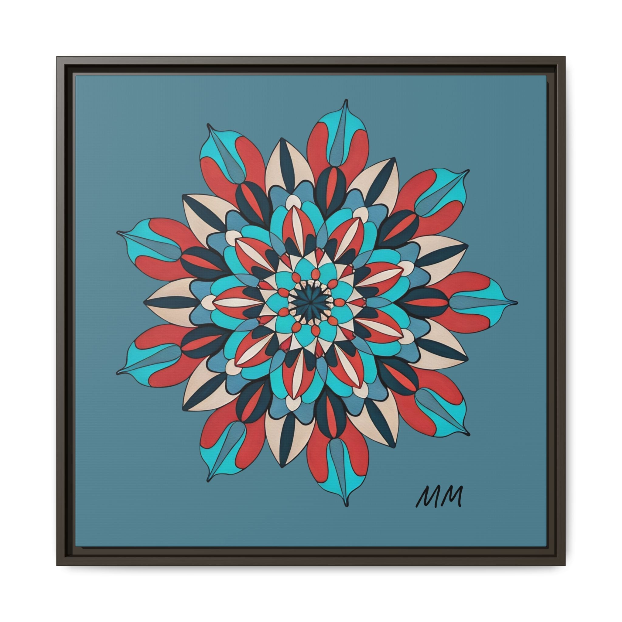Ella Mandala Matte Canvas, Framed (Multi-color)