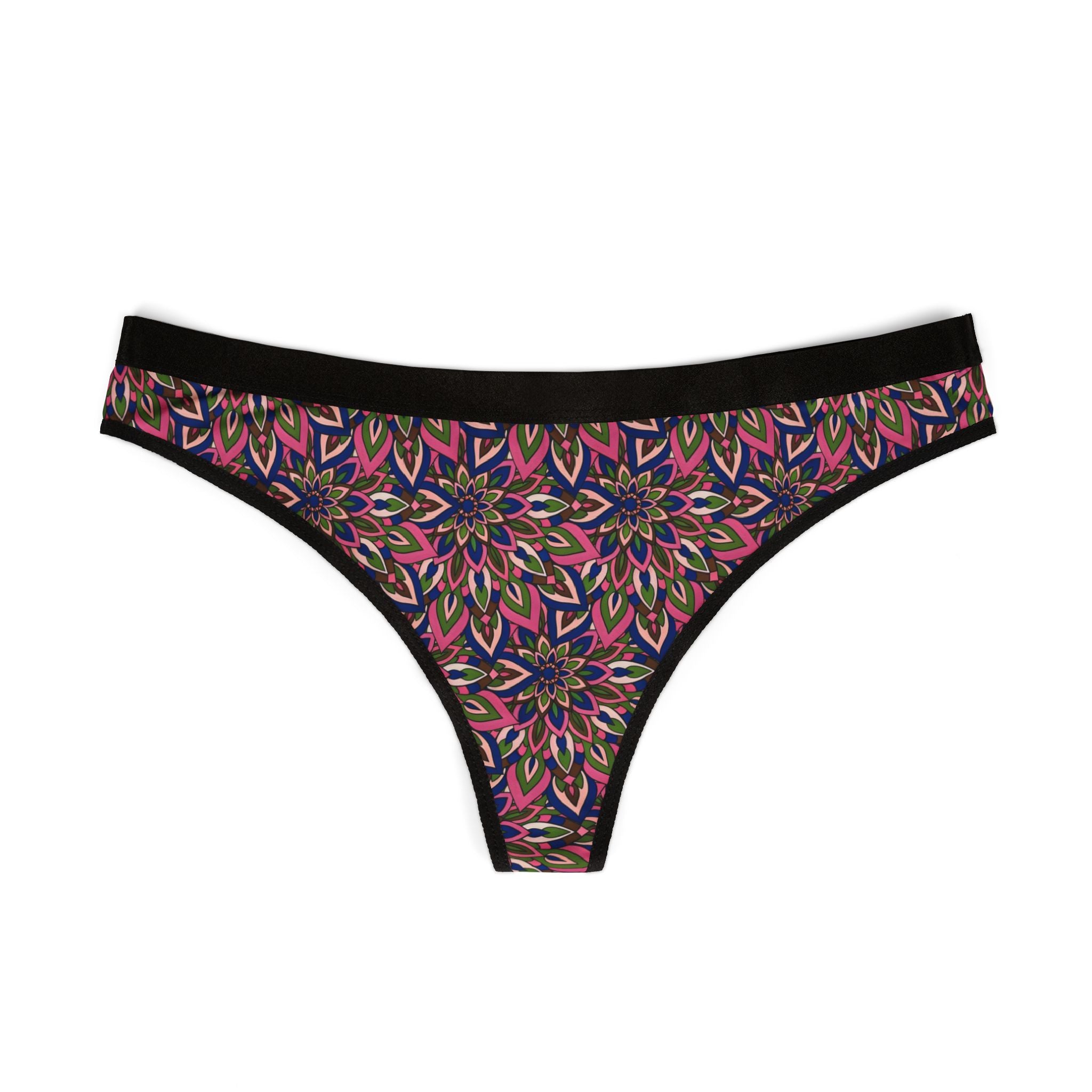 Laura Mandala Art Floral Kaleidoscope Women's Thong — Colorful Mandala Print Seamless Panty