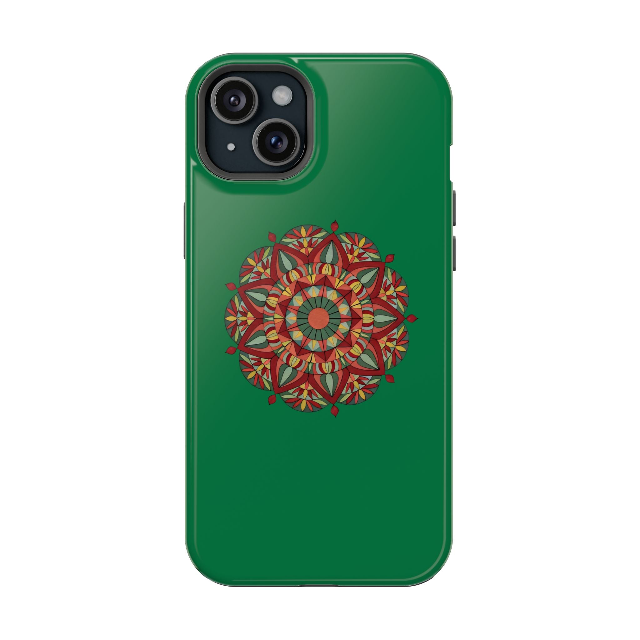 Thalia Mandala Art Impact-Resistant Magnetic Phone Case — Red Green Floral Mosaic