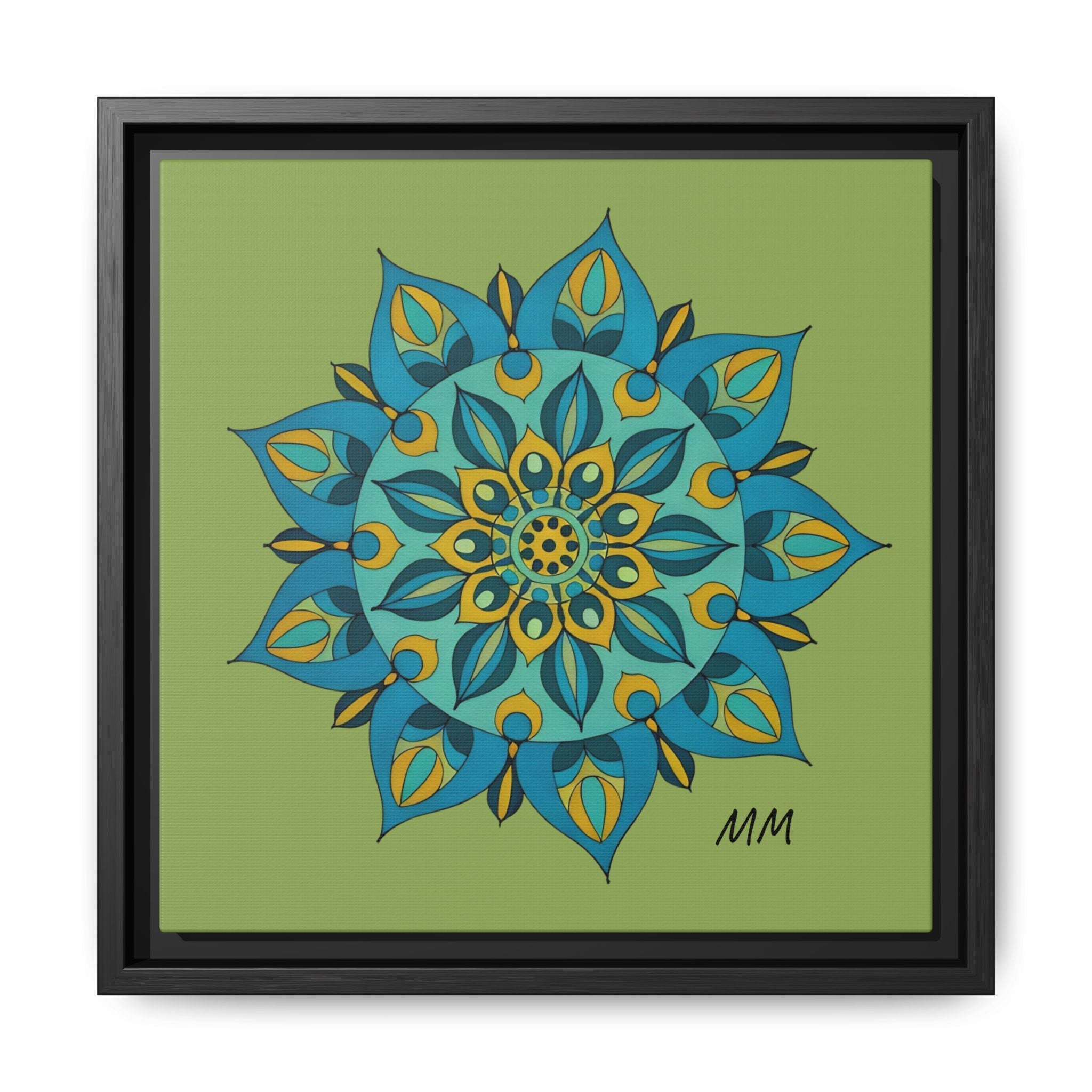 Genesis Framed Mandala Wall Art — Teal & Gold Floral Canvas