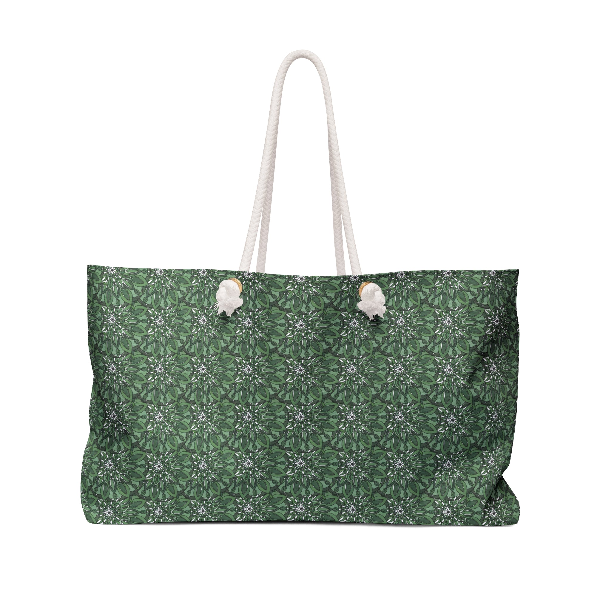 Lyndon Mandala Art Green Weekender Bag – Boho Travel Tote for Yoga, Beach & Weekend Getaways