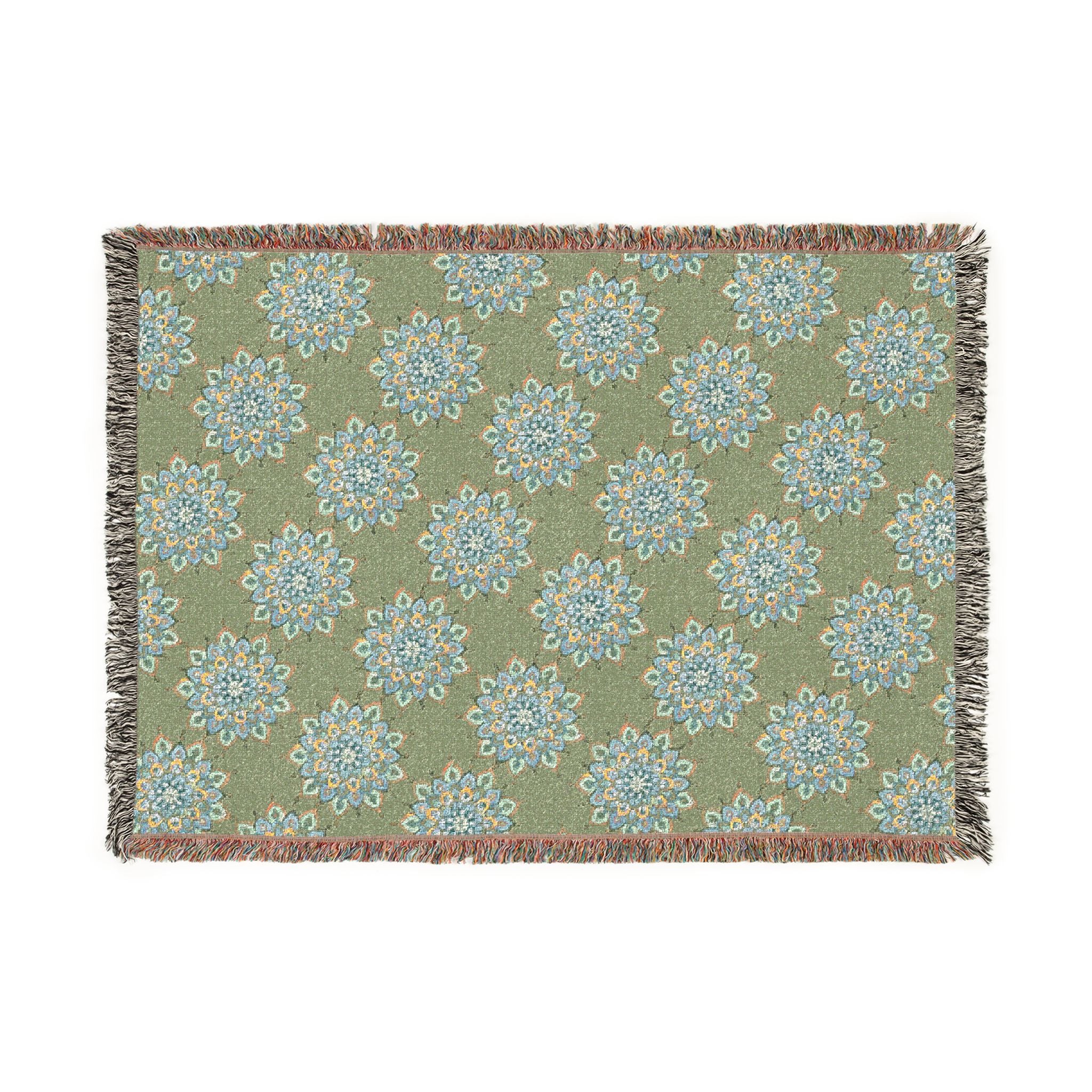 Mary Mandala Floral Mosaic Woven Blanket