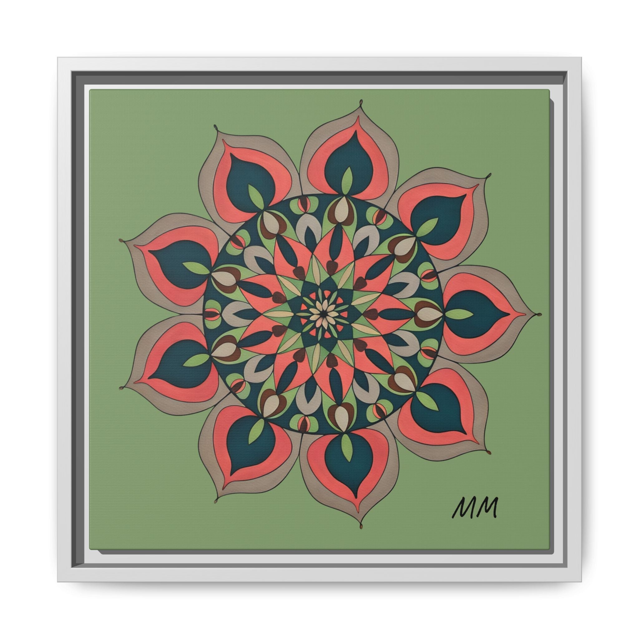 Aria Mandala Boho Floral Framed Canvas Art