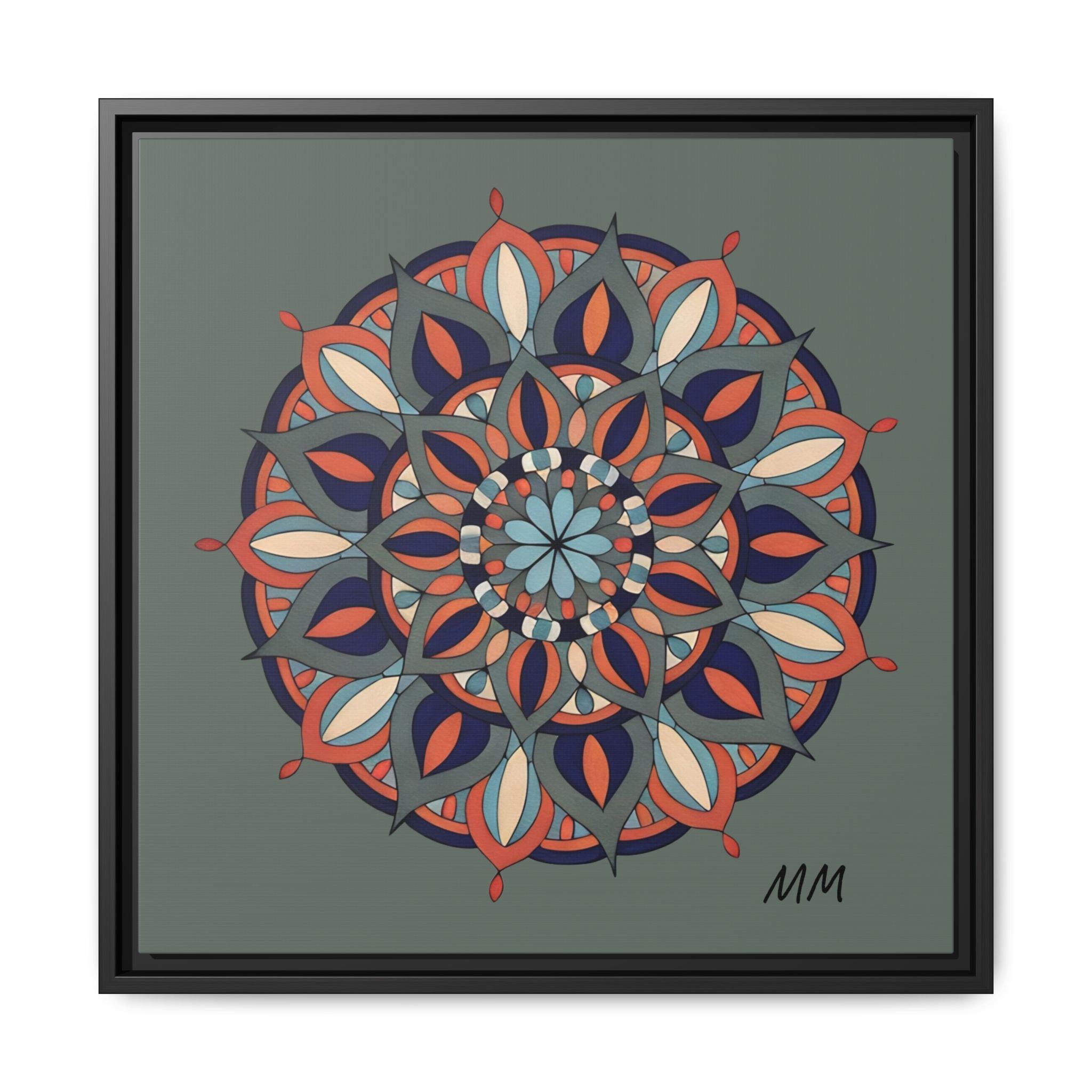 Delilah Framed Mandala Wall Art — Matte Canvas Floral Geometric Print
