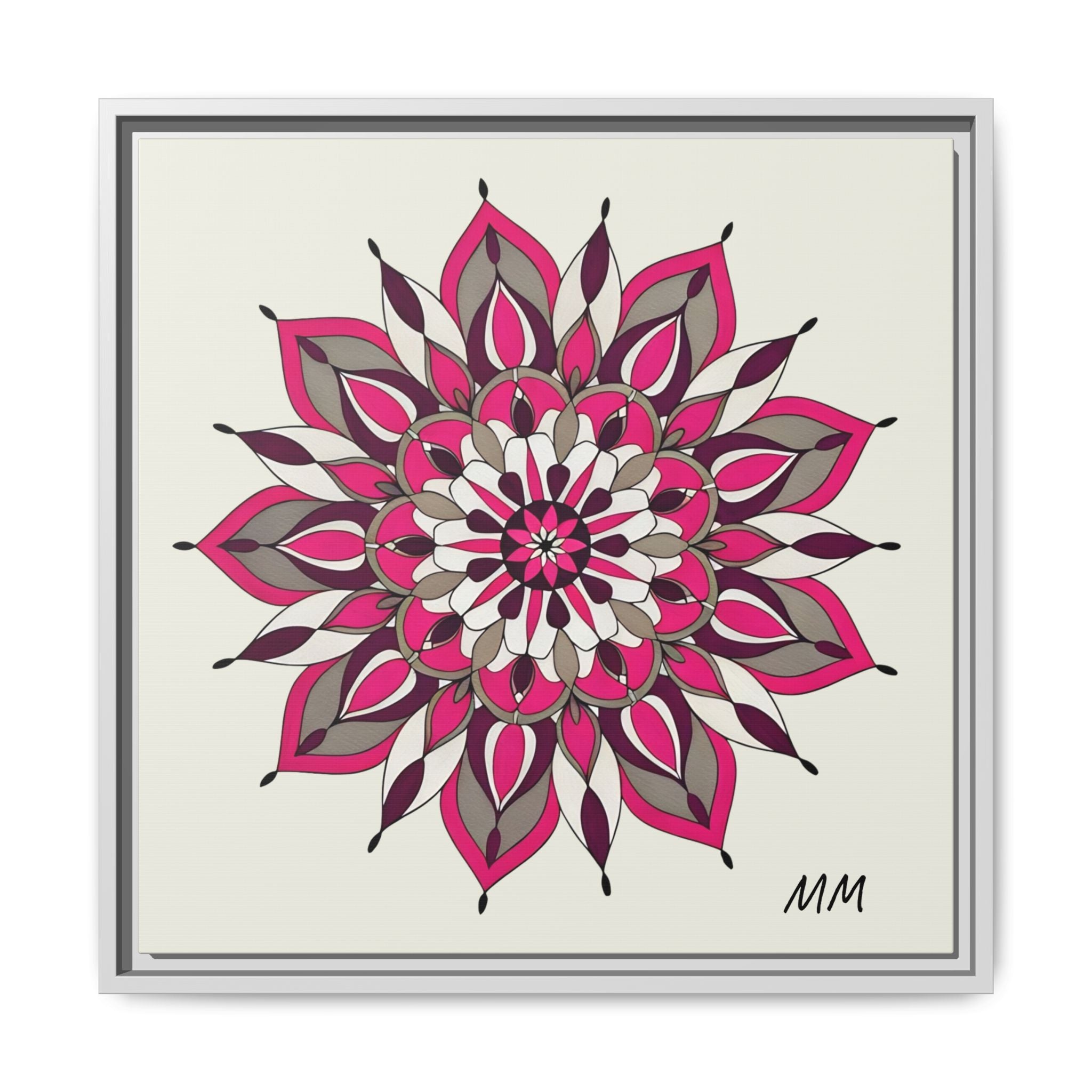 Maeve Framed Pink Mandala Matte Canvas Art — Modern Floral Wall Decor