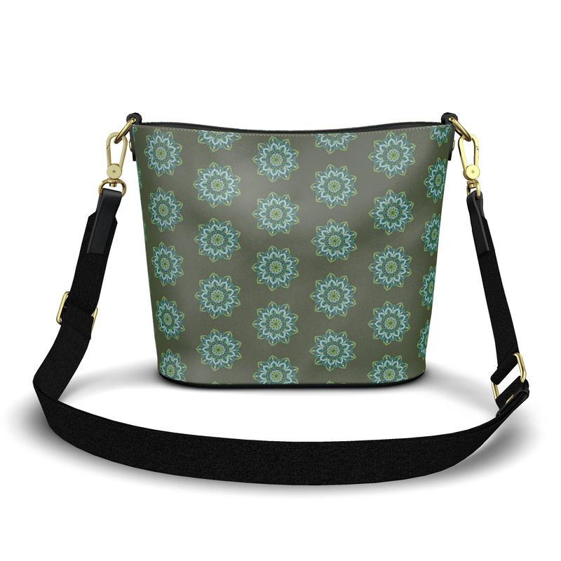 Lynne Mandala Art Penzance Large Leather Bucket Tote  Purse by Infinite Hue