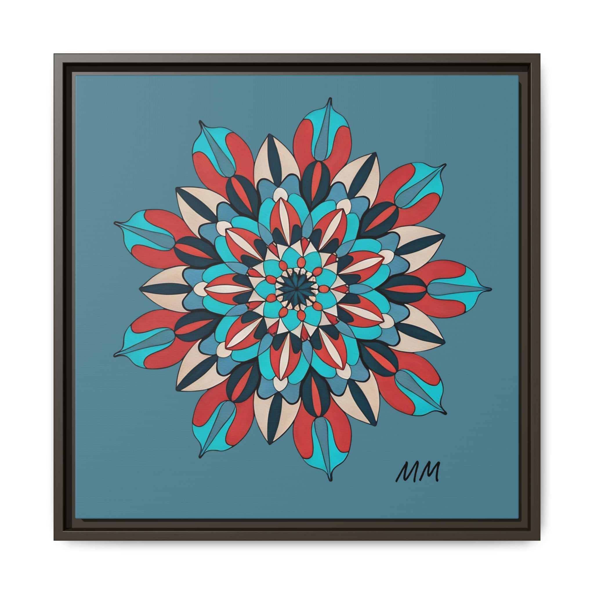 Ella Mandala Matte Canvas, Framed (Multi-color)