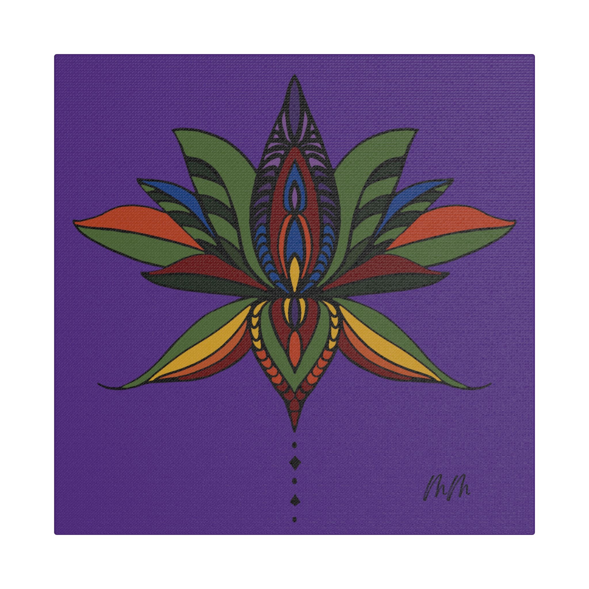 Martha Mandala Colorful Lotus Art Satin Stretched Canvas