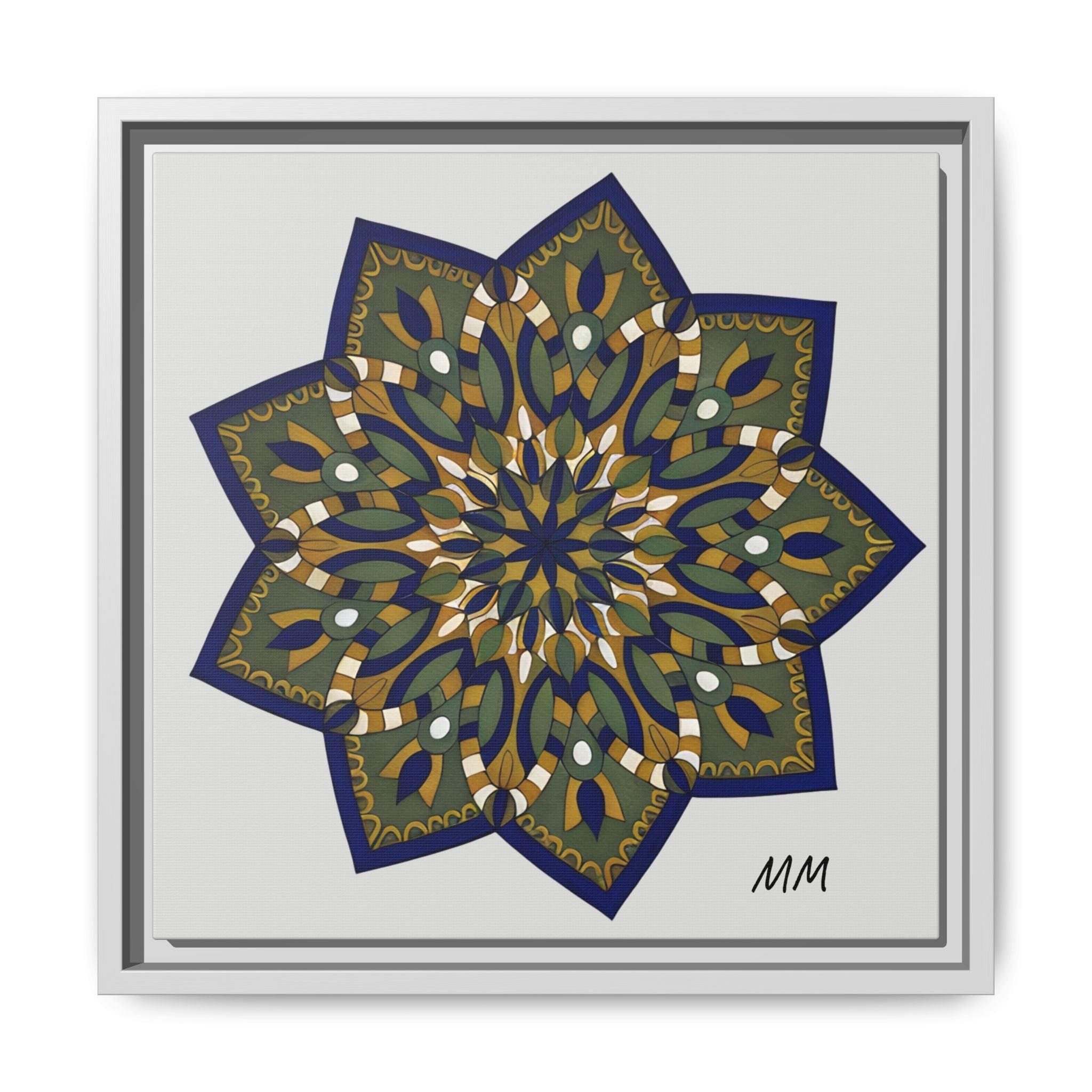 Nata Mandala Wall Art Print — Framed Matte Canvas (Multi-Color)