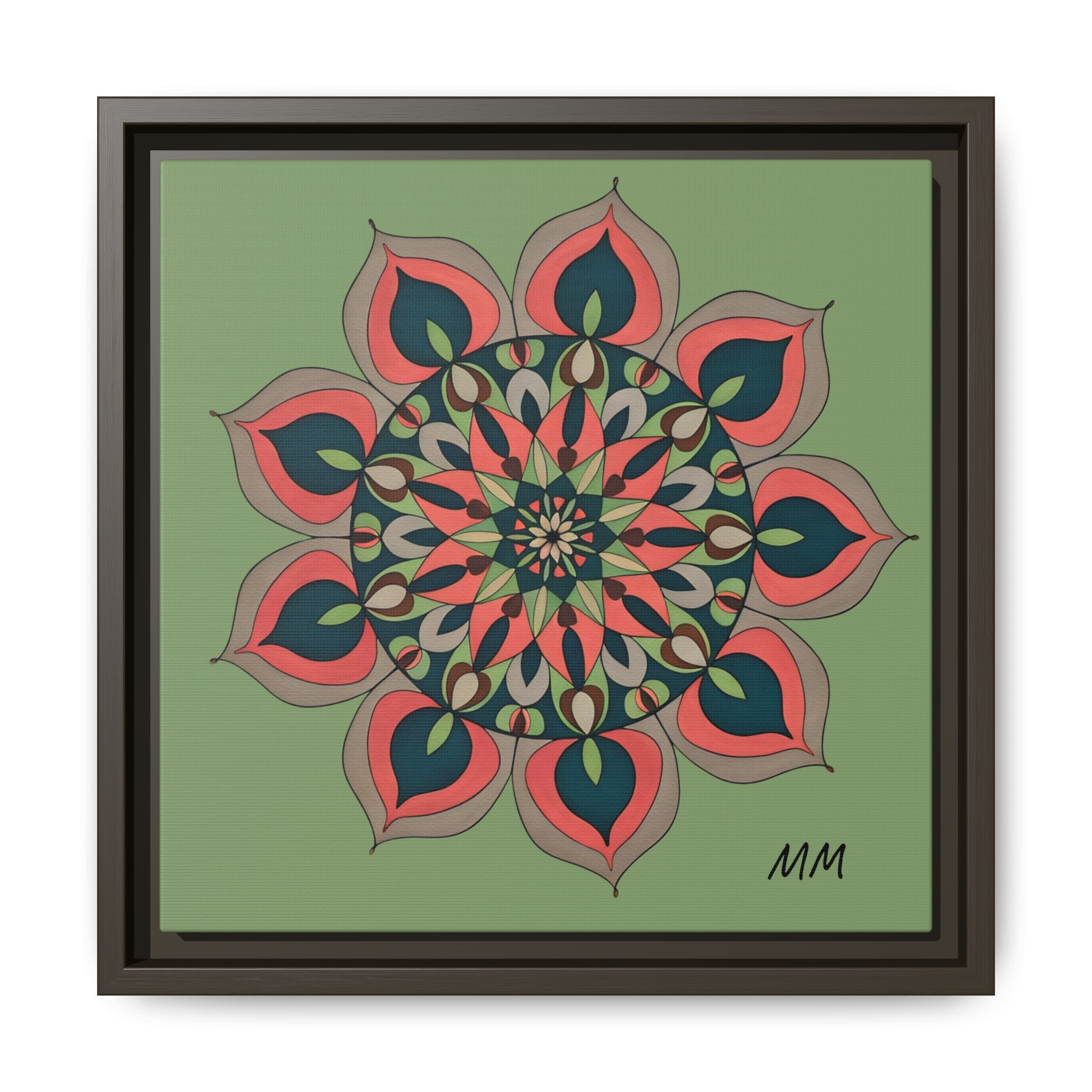 Aria Mandala Boho Floral Framed Canvas Art