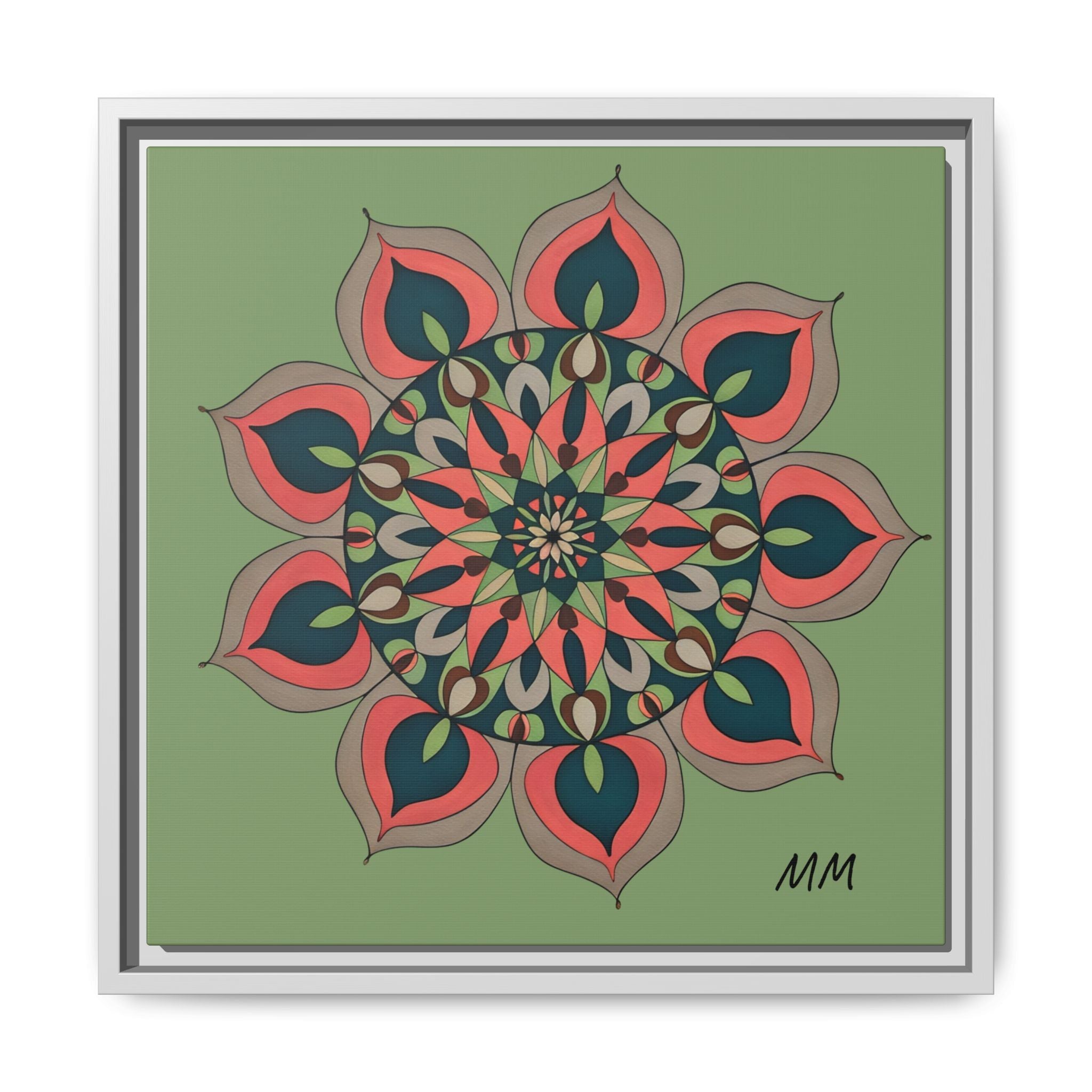 Aria Mandala Boho Floral Framed Canvas Art