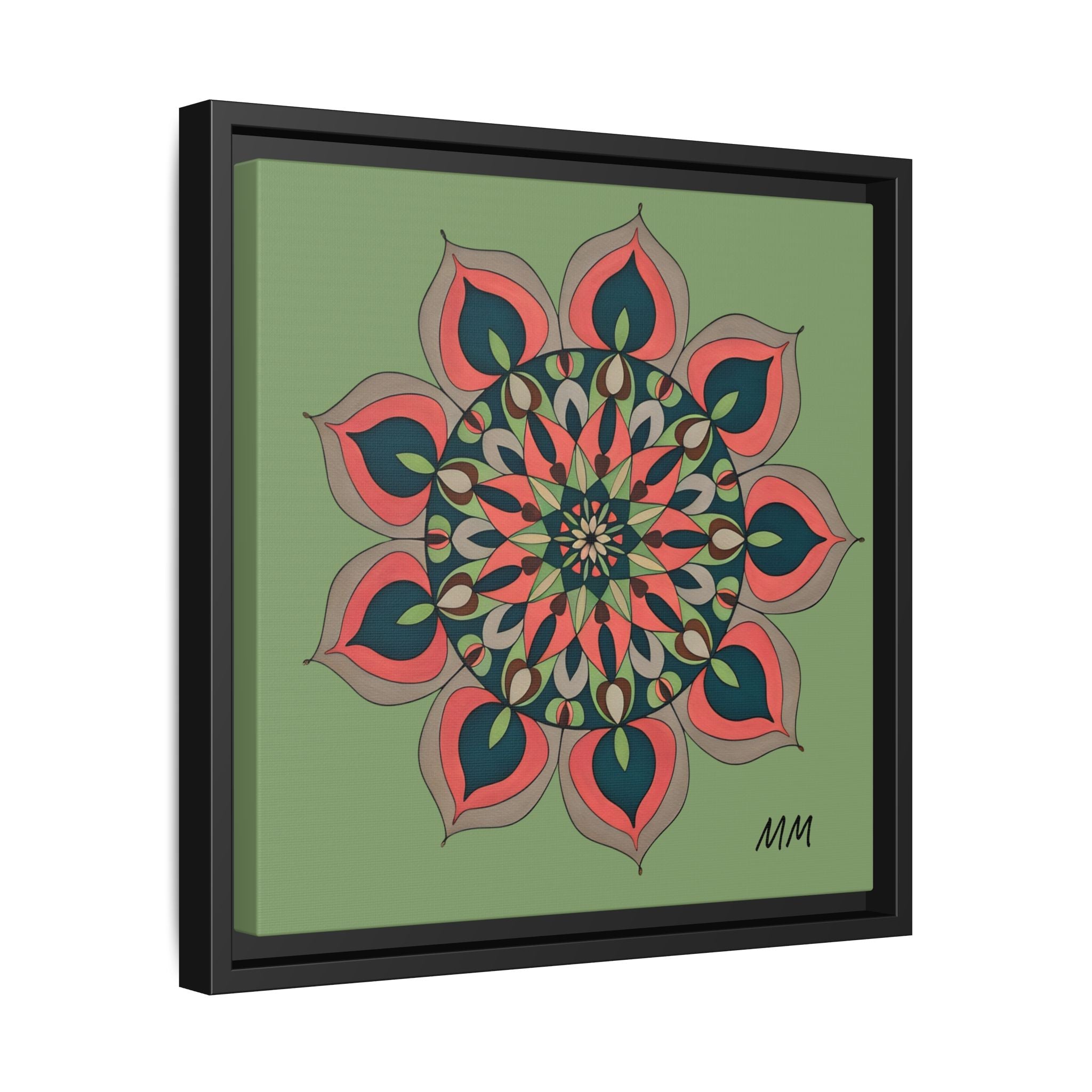 Aria Mandala Boho Floral Framed Canvas Art