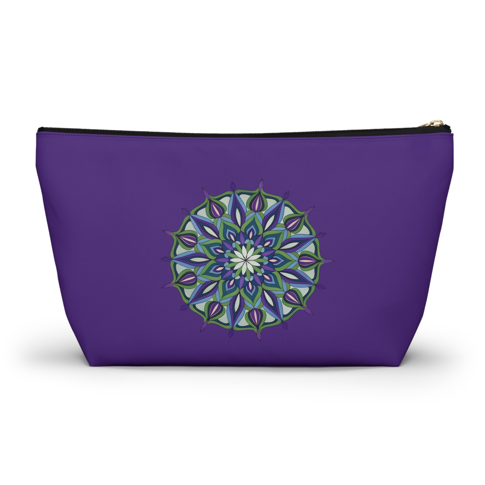 Greeshmi Mandala Art Accessory Pouch — Purple T‑Bottom Cosmetic Bag
