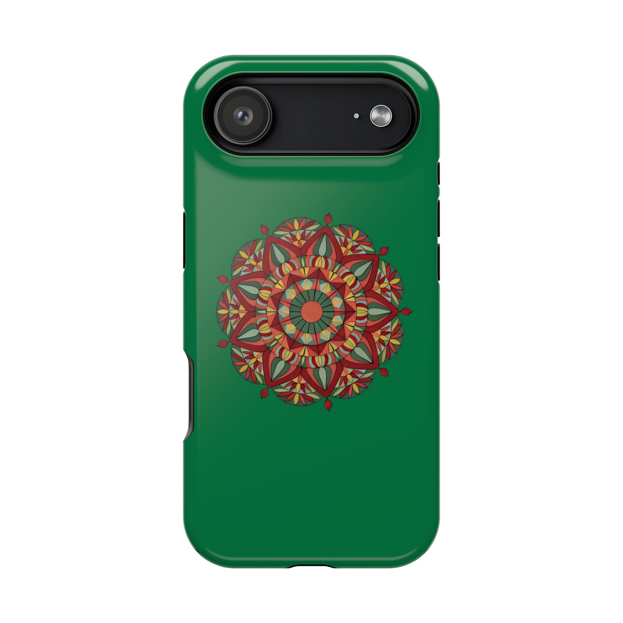 Thalia Mandala Art Impact-Resistant Magnetic Phone Case — Red Green Floral Mosaic