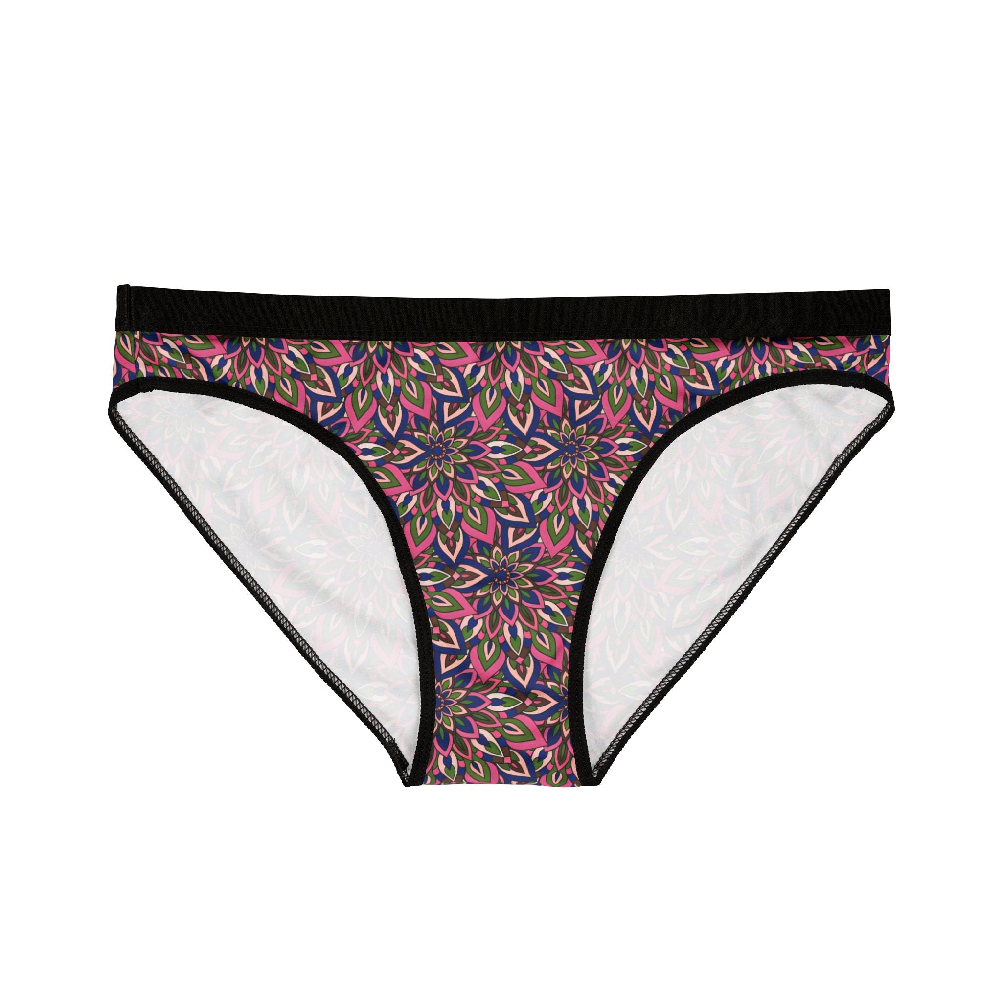 Laura Mandala Floral Kaleidoscope Bikini Briefs — Women's All-Over Print Lace-Effect Underwear