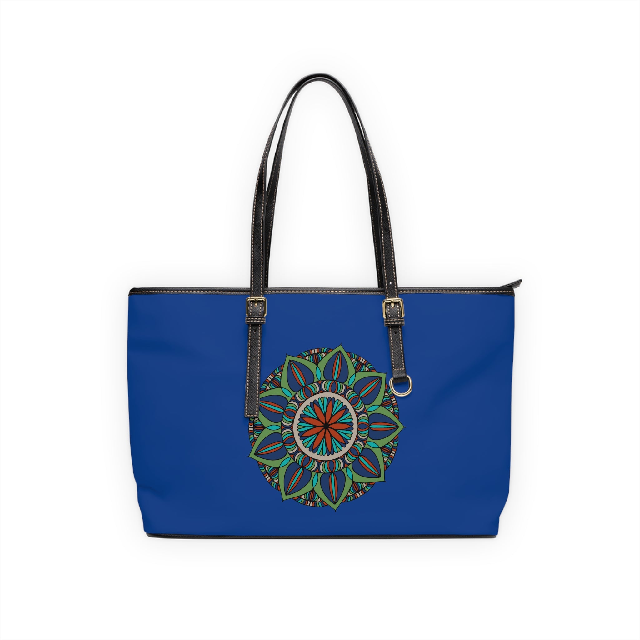 Mckinley Blue Mandala PU Leather Shoulder Bag — Boho Floral Tote