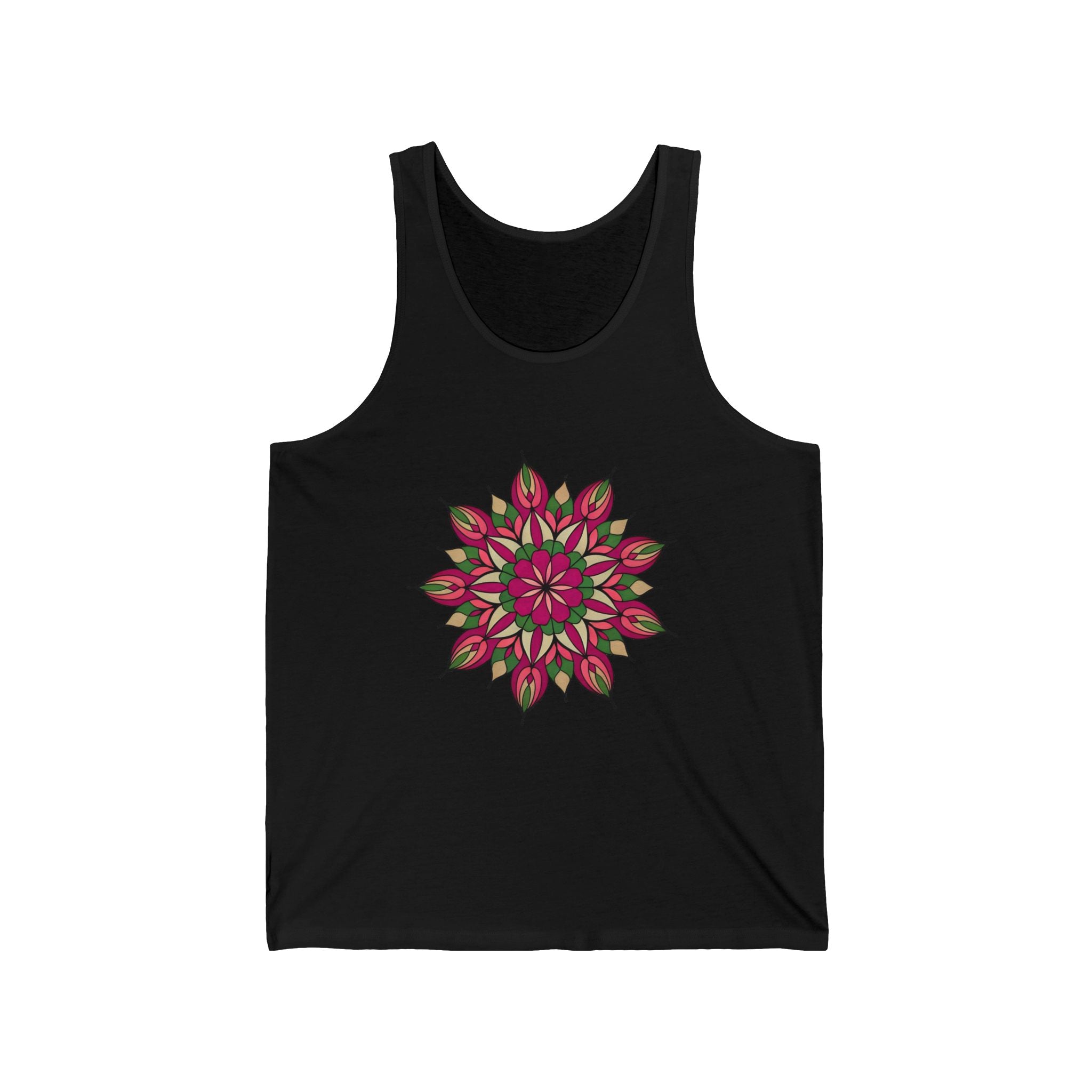 Avery Mandala Tank Top — Pink Green Geometric Flower Graphic