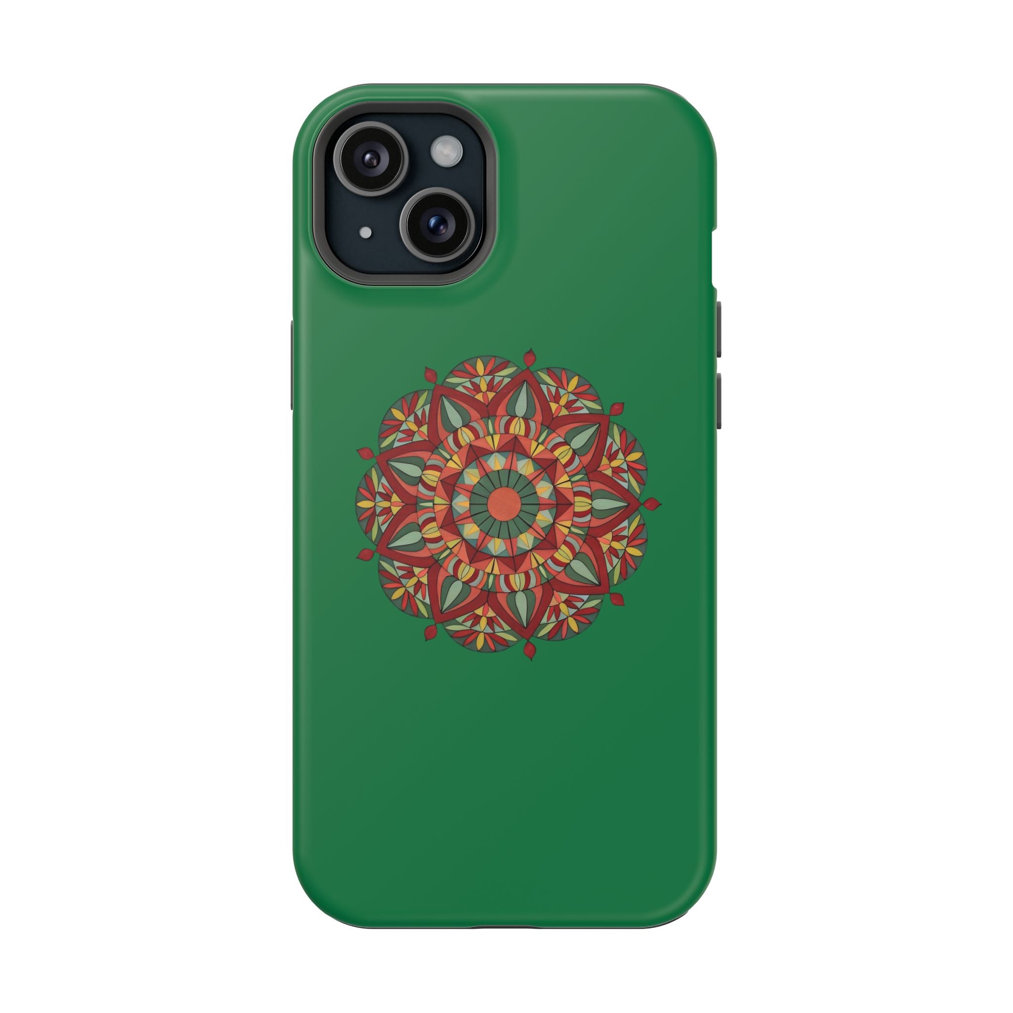 Thalia Mandala Art Impact-Resistant Magnetic Phone Case — Red Green Floral Mosaic