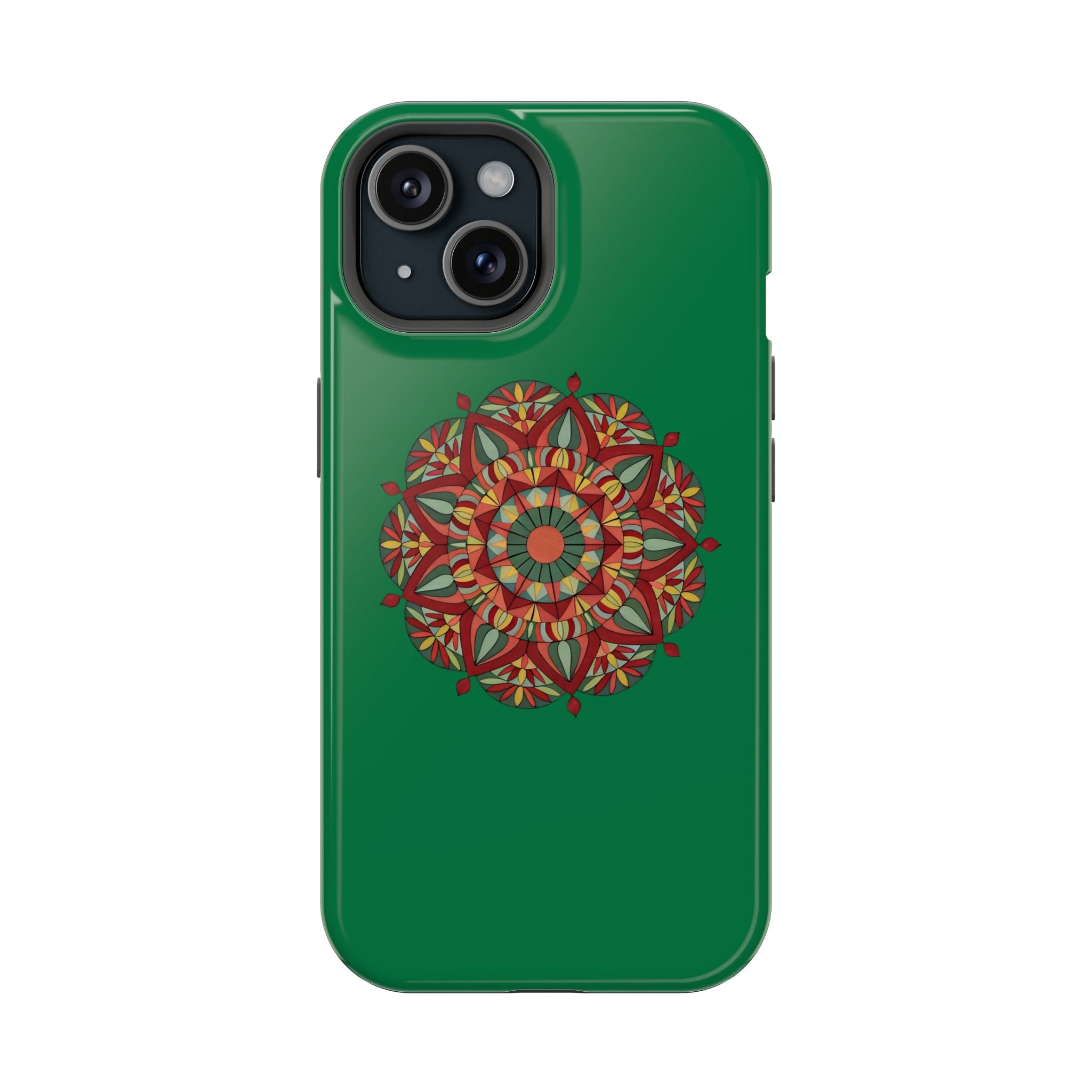 Thalia Mandala Art Impact-Resistant Magnetic Phone Case — Red Green Floral Mosaic