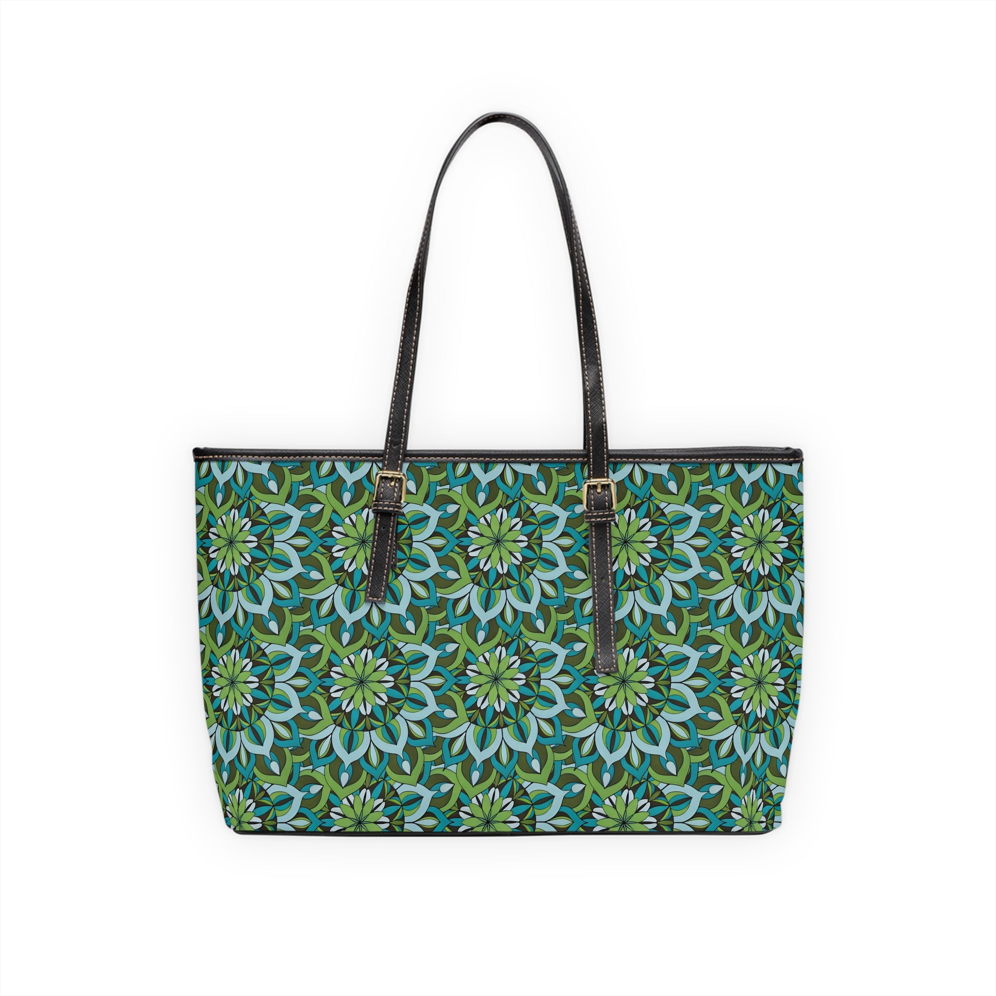 Lynne Mandala Green Floral Mandala PU Shoulder Bag — Stylish Tote for Everyday, Travel & Gifts