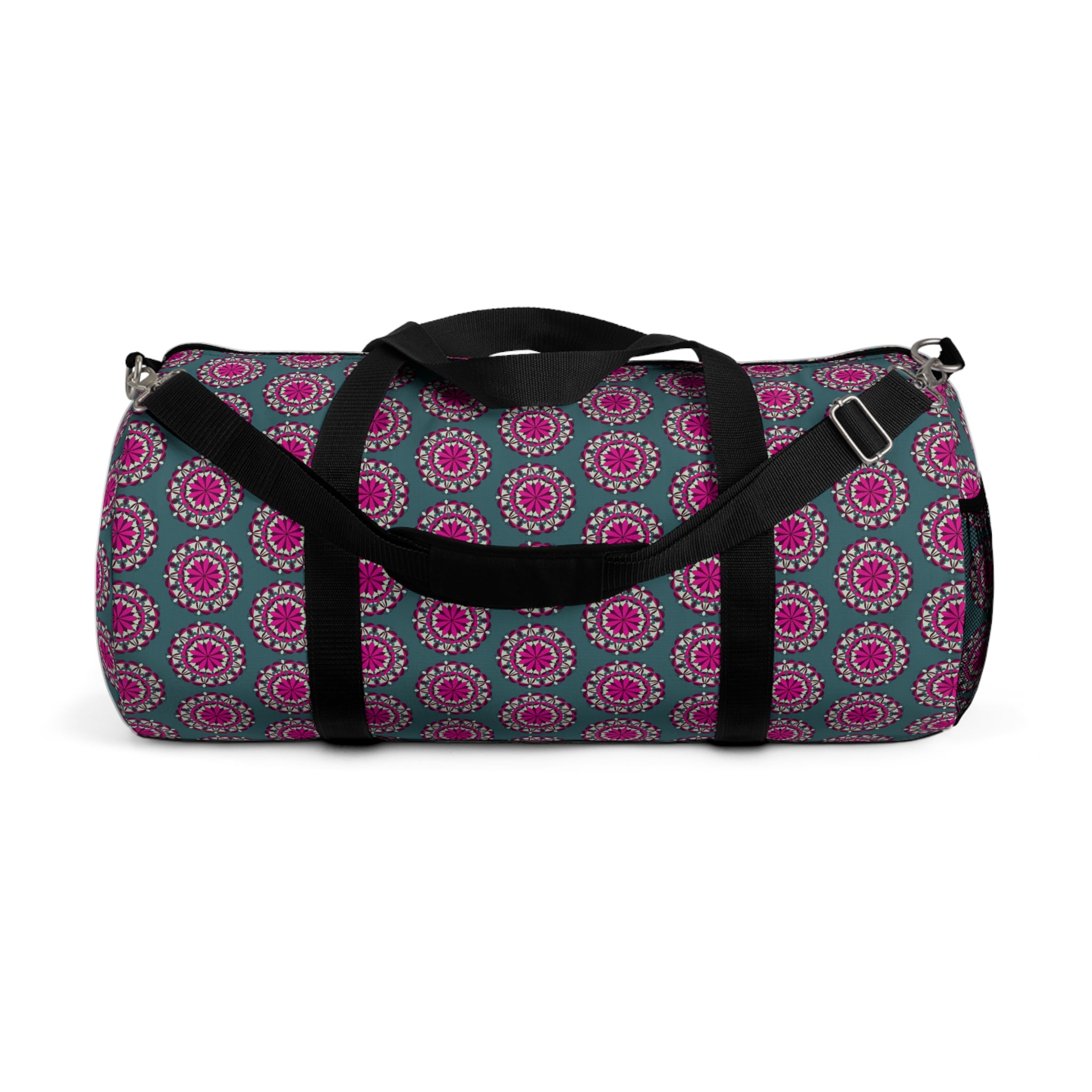 Evie Mandala Floral Mandala Duffel Bag — Pink & Teal Travel Gym Bag