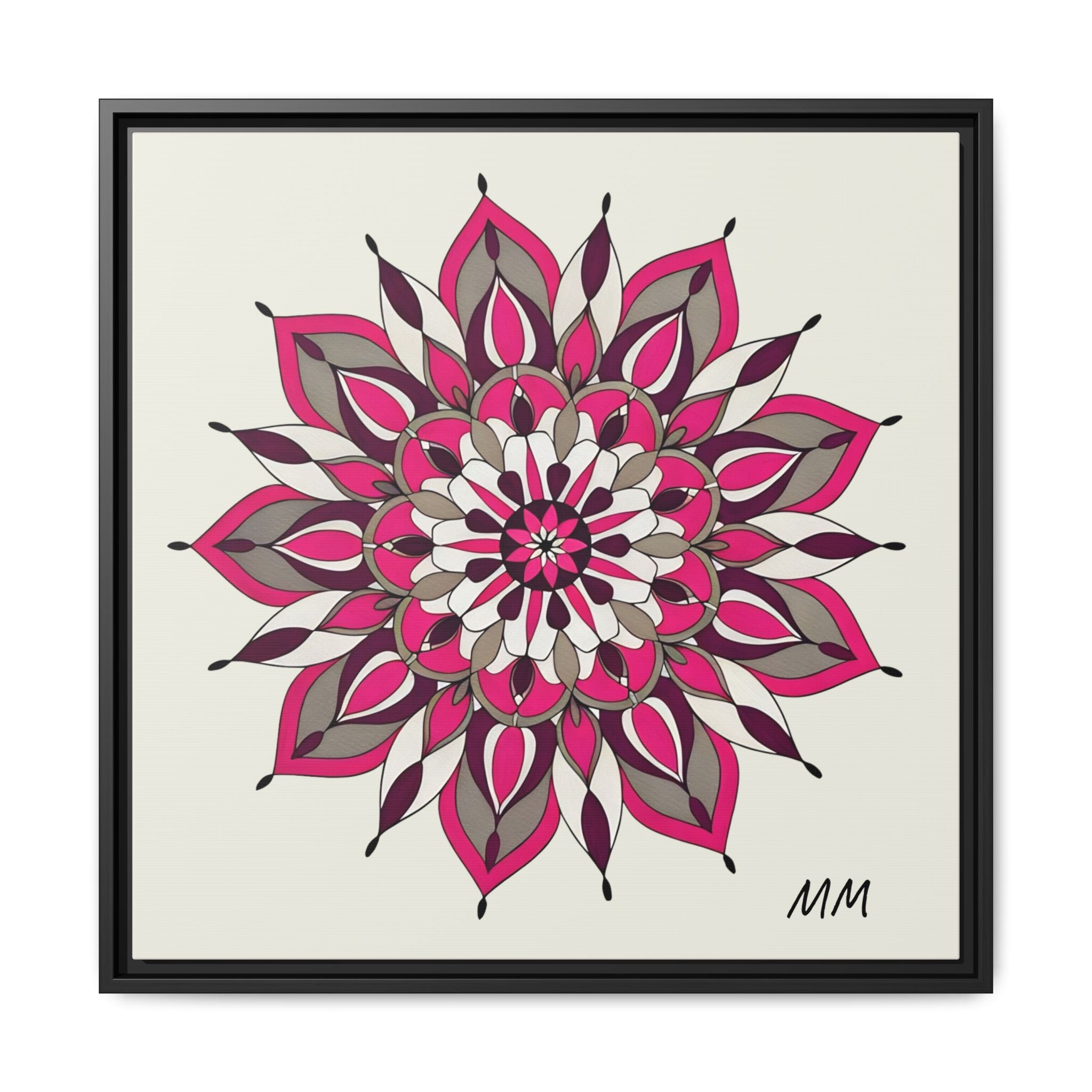 Maeve Framed Pink Mandala Matte Canvas Art — Modern Floral Wall Decor