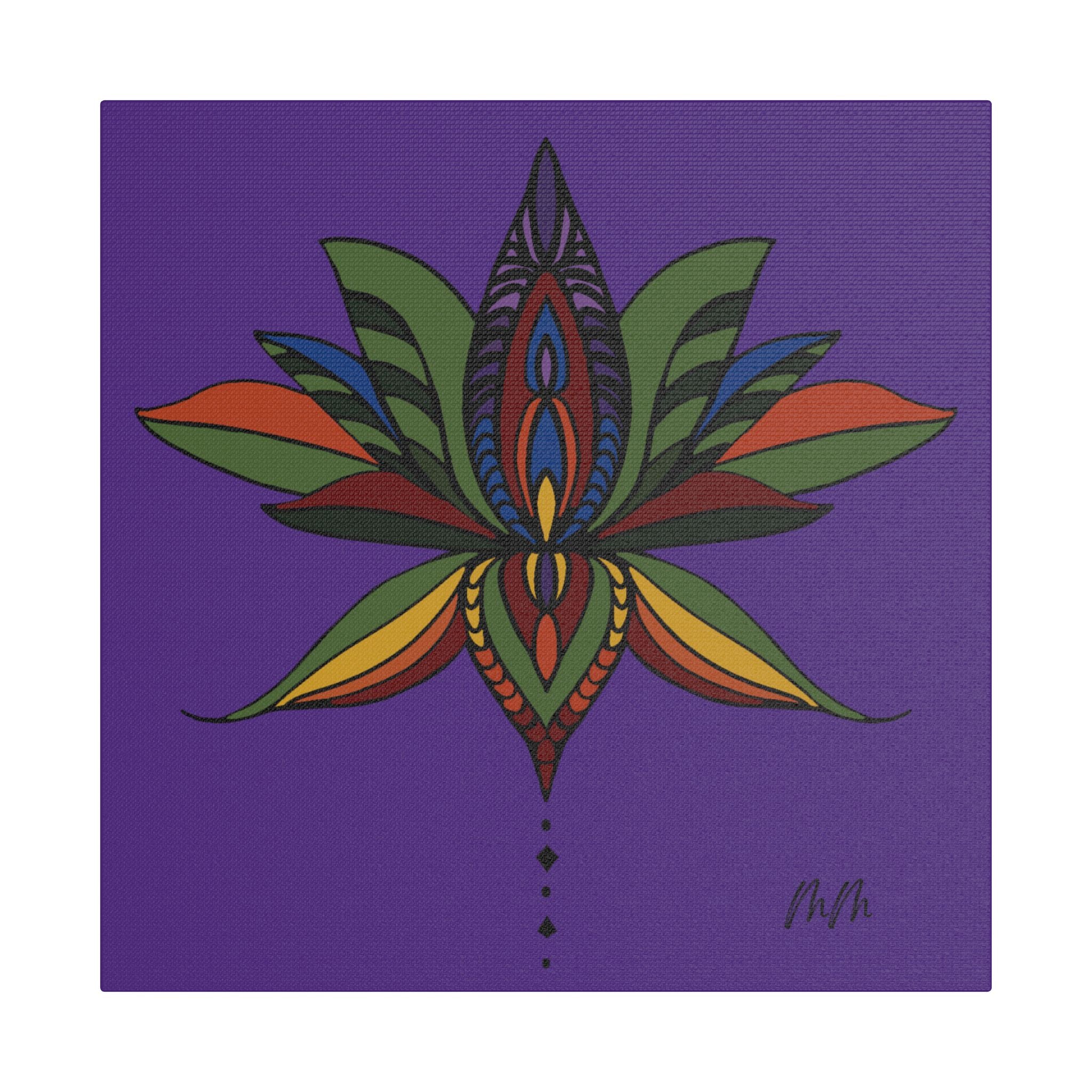 Martha Mandala Colorful Lotus Art Satin Stretched Canvas