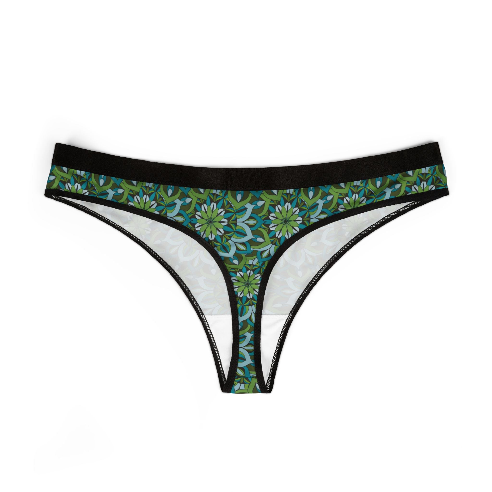 Lynne Mandala Floral Mandala Women's Thong – Green Boho Patterned Lingerie